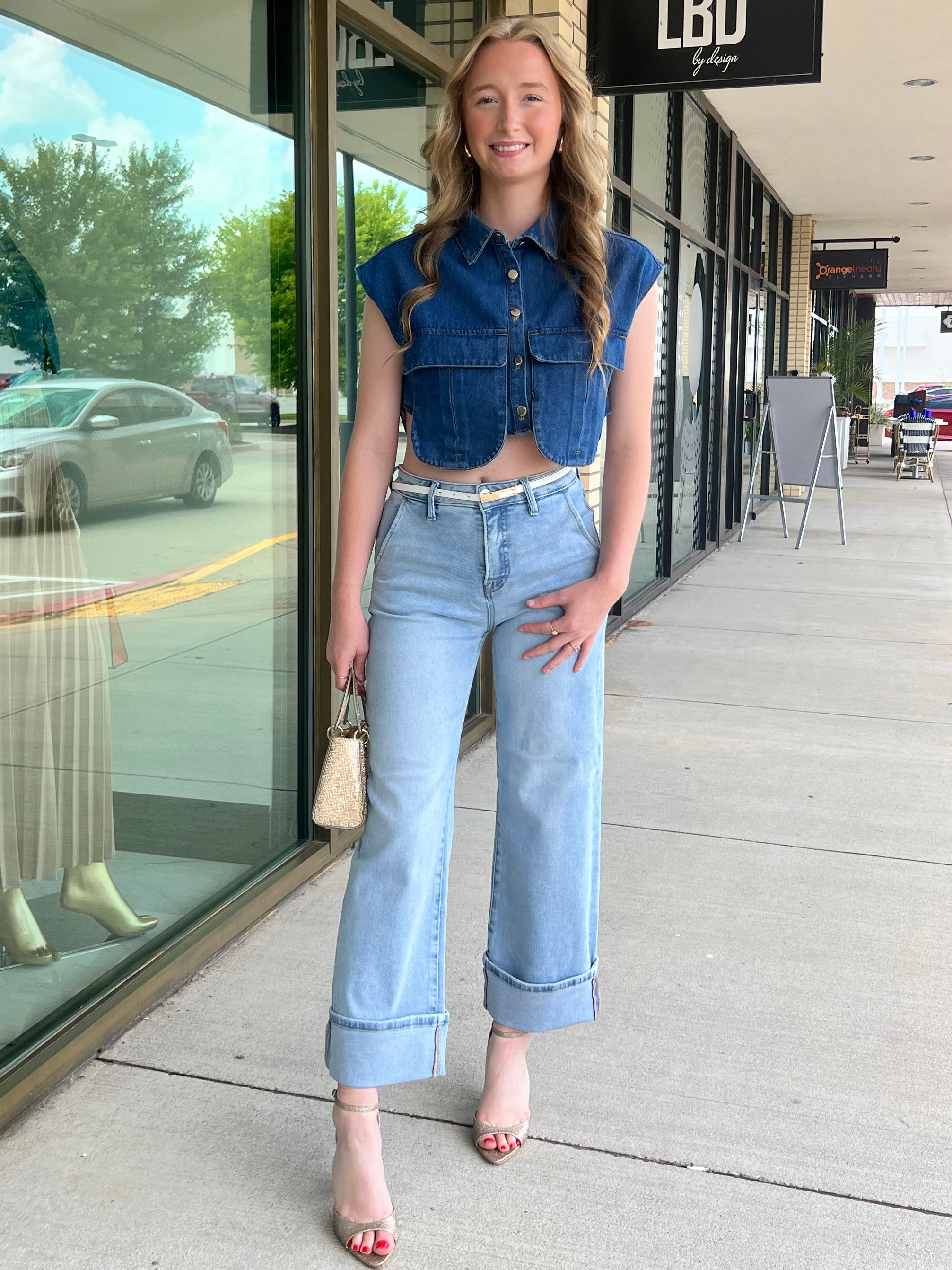 Lonni Dark Denim Cropped Vest