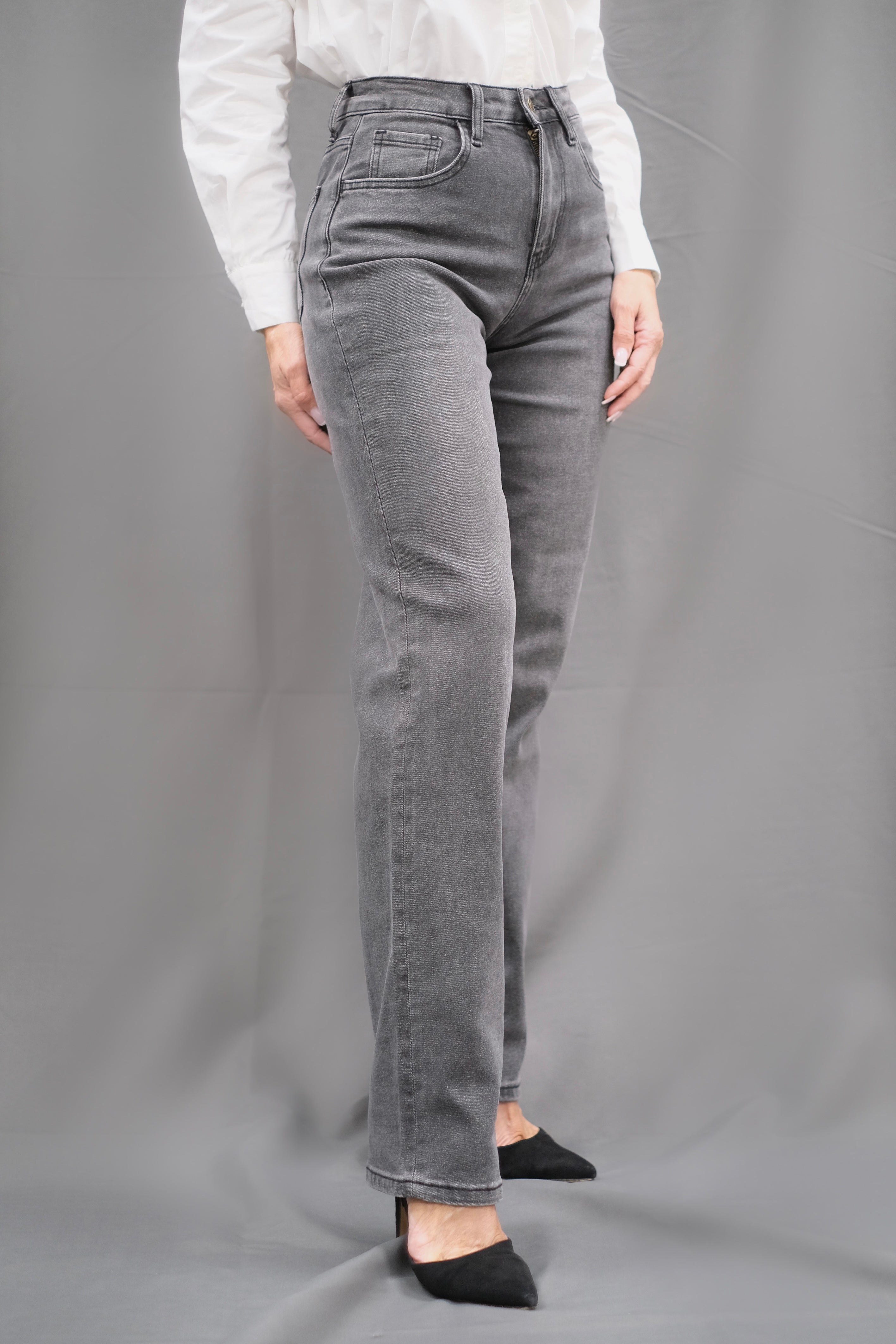 Carla Charcoal Straight Leg Jean