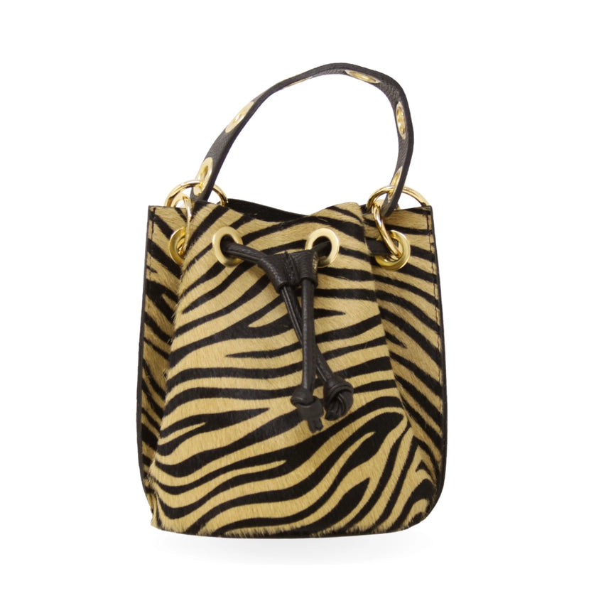 Harlow Genuine Leather and Cowhide Bucket Bag