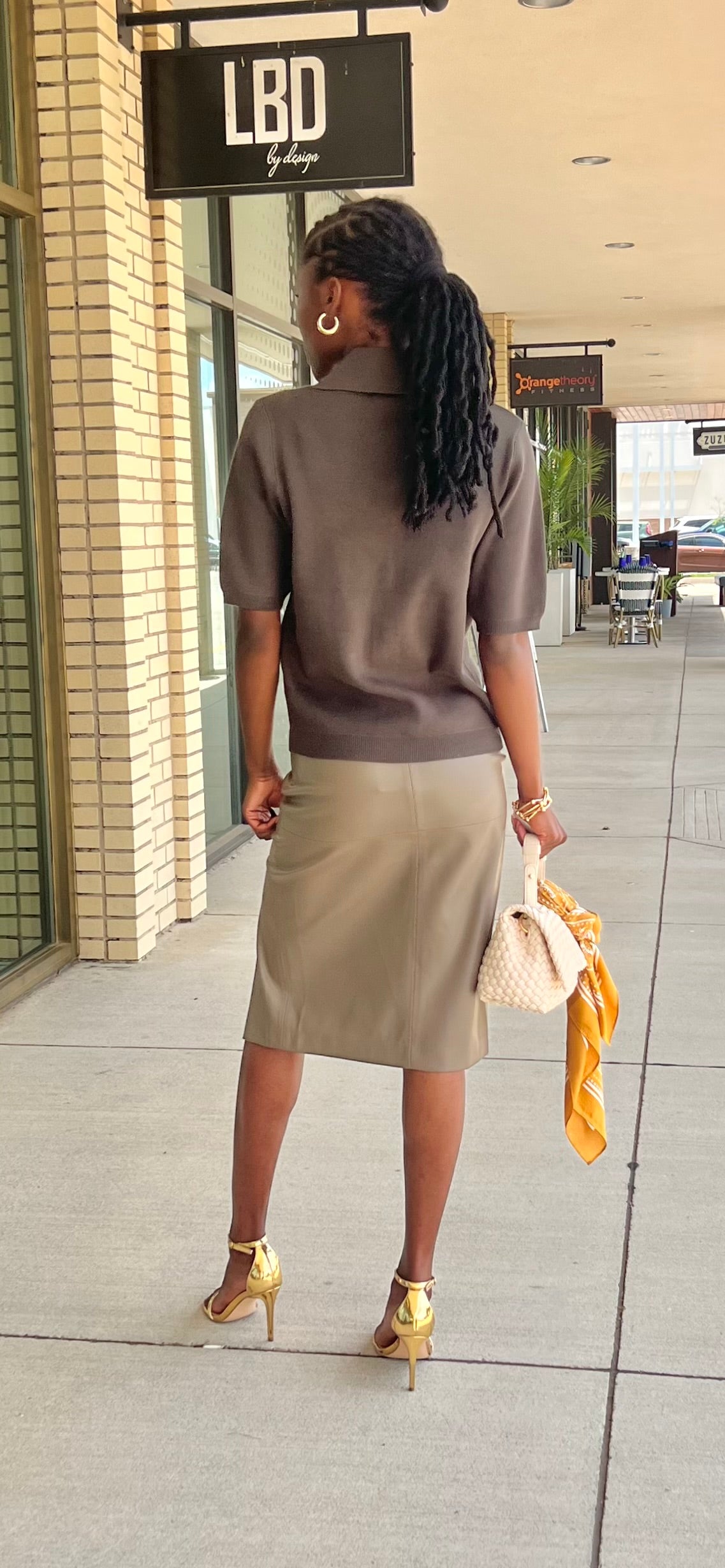 Italy dark olive knit top with gold toggle buttons
