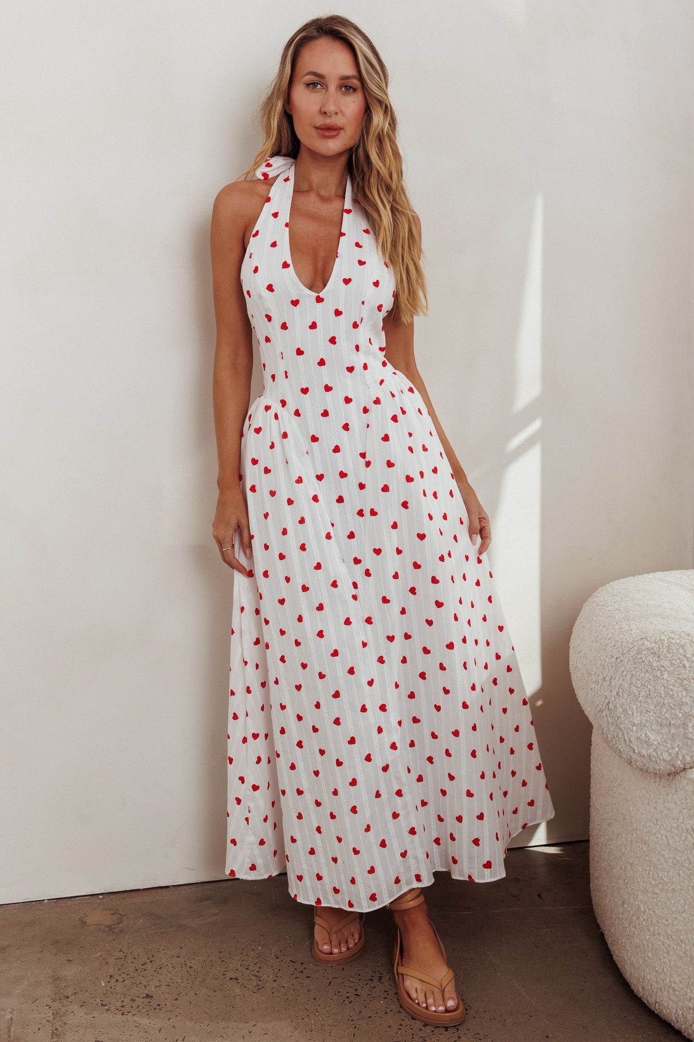 Lucy halter heart print maxi dress