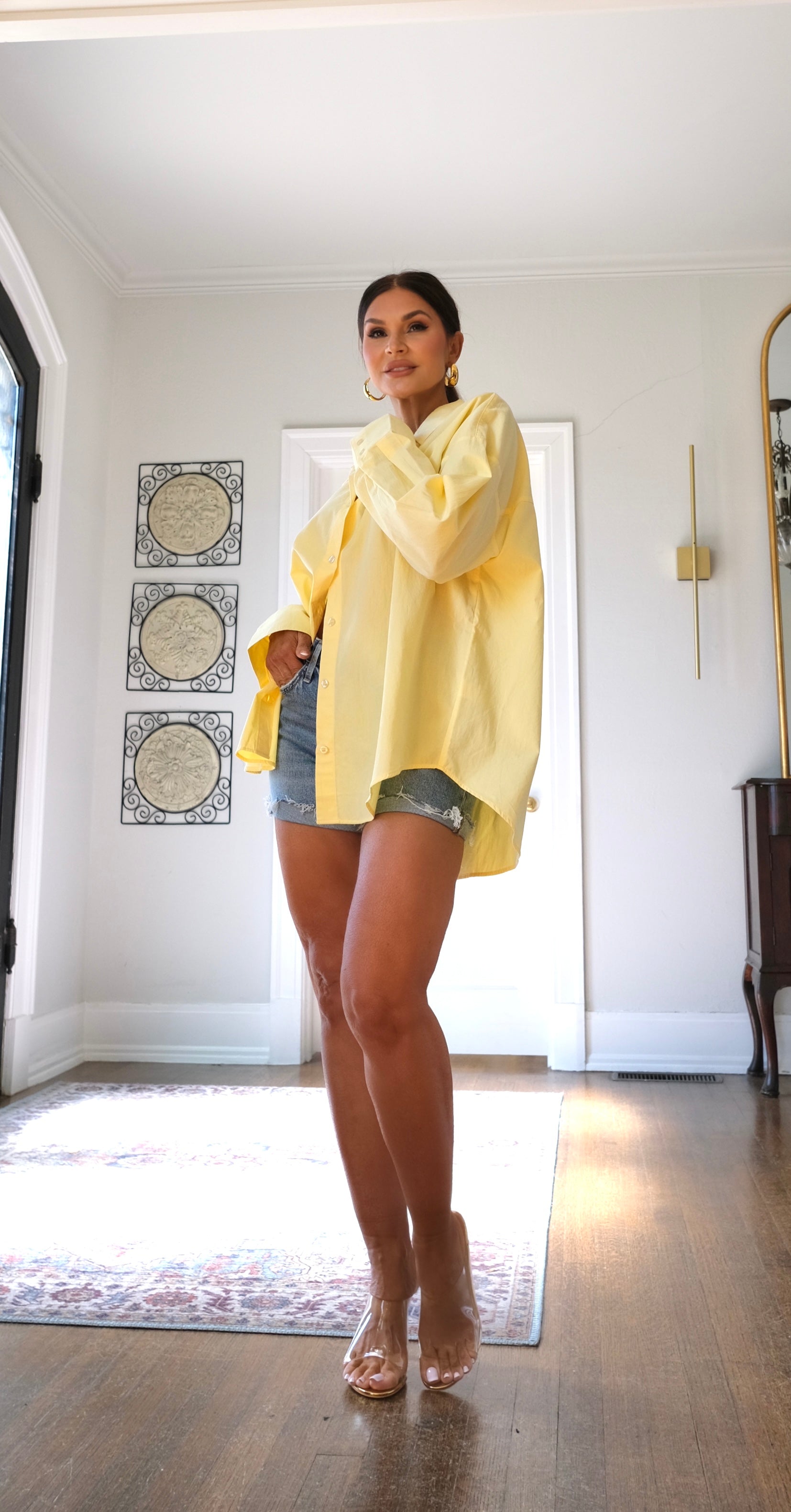 Victoria yellow button up