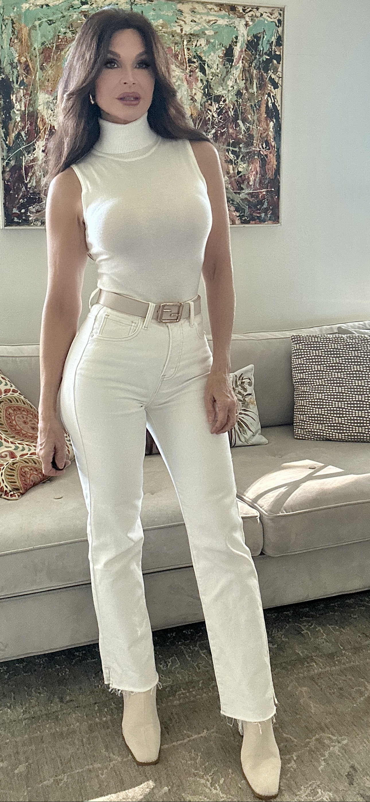 Sylvia Cream High Waist Jeans