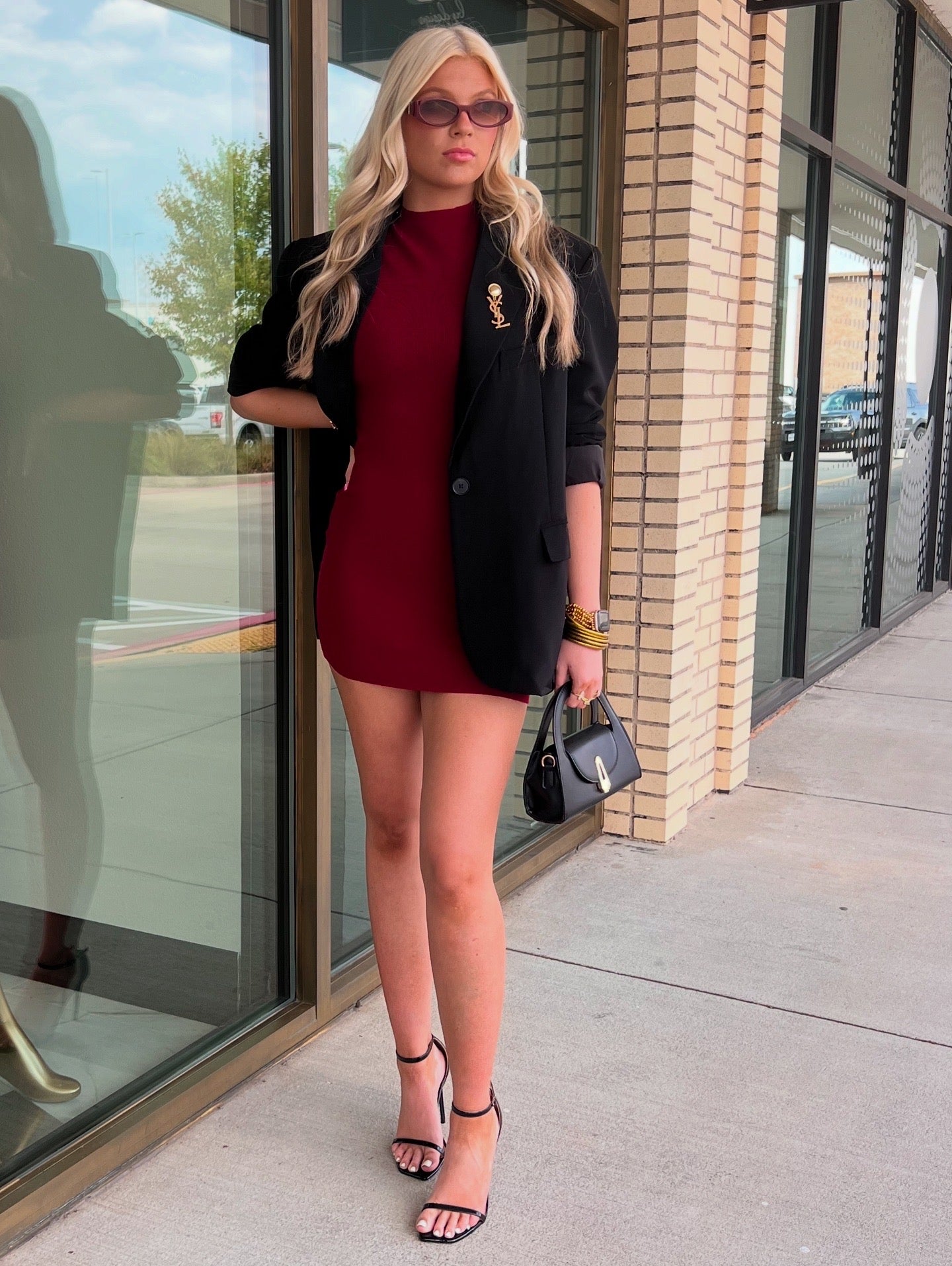 Bambi Burgundy Cap Sleeve Mini Sweater Dress