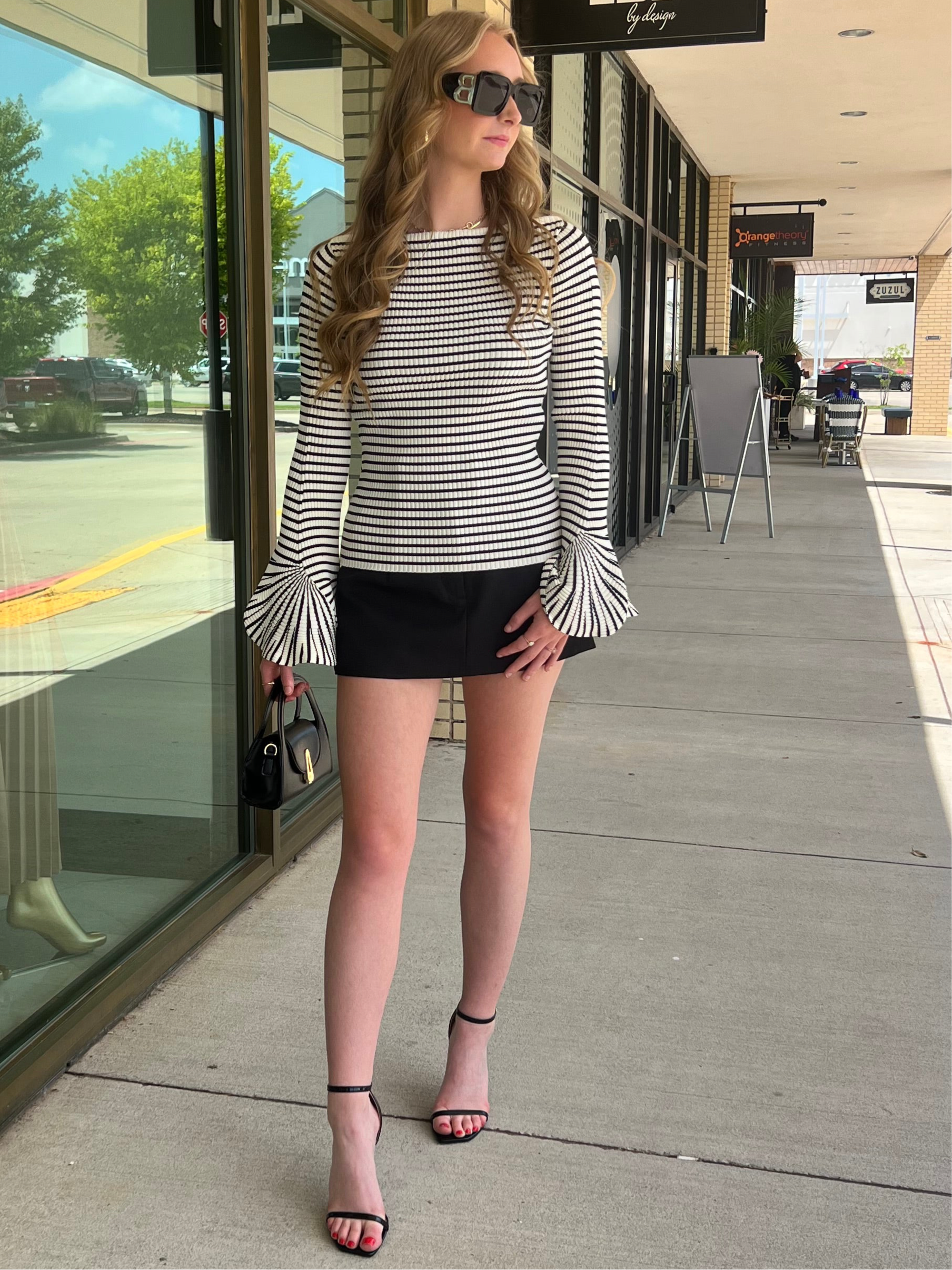 Charlie Black And White Stripe Top