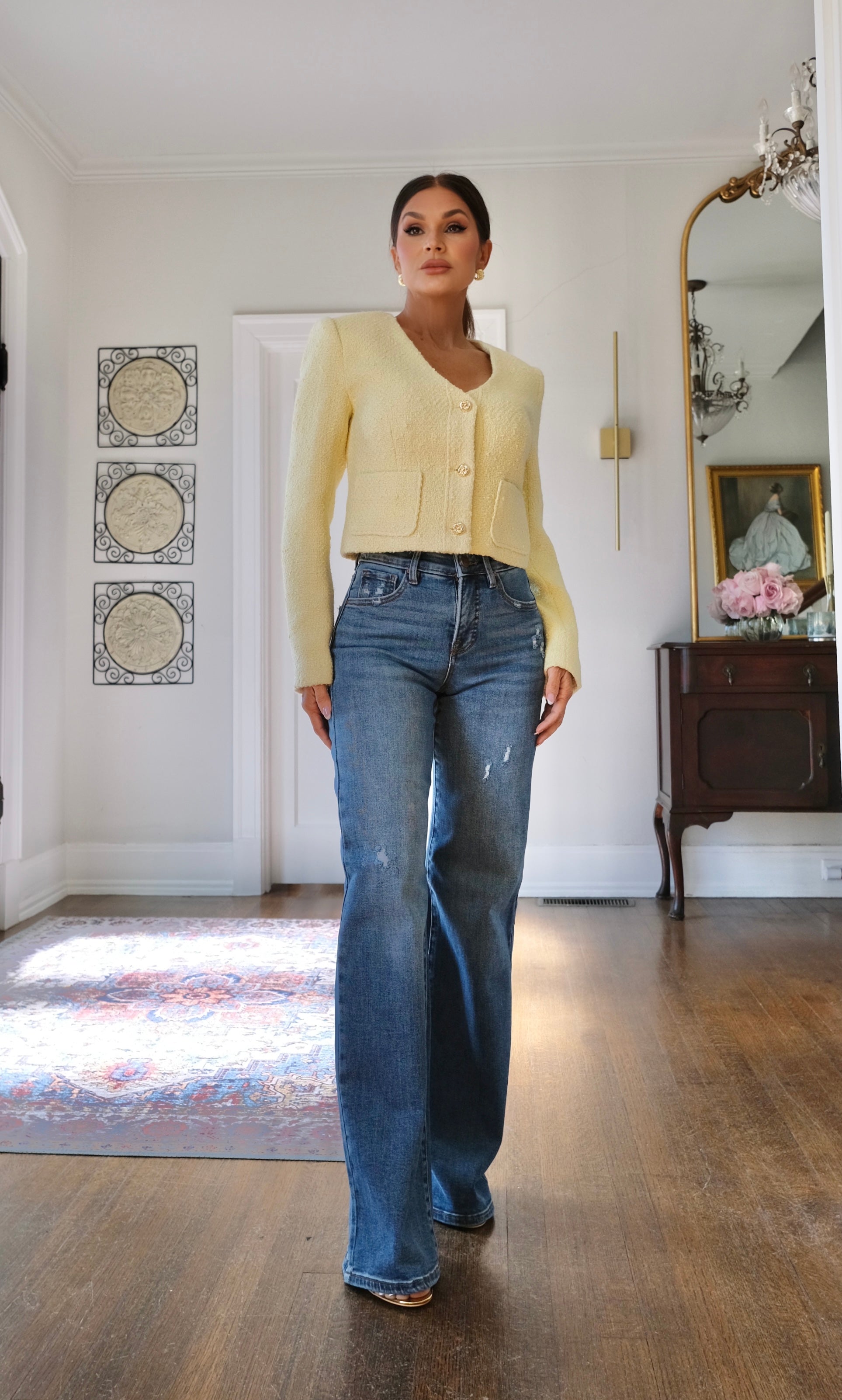 Marleigh lemon soft tweed jacket