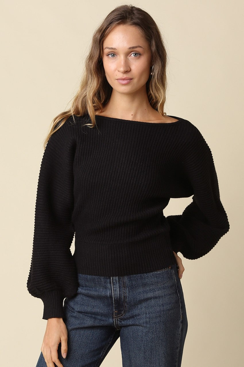 Sutton Ribbed Boat Neck Sweater Top