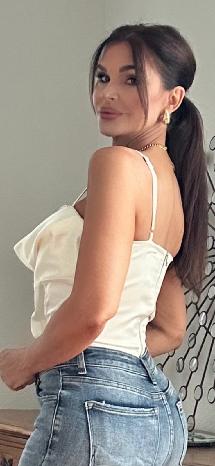 Cameron White Corset With Rhinestone Detail