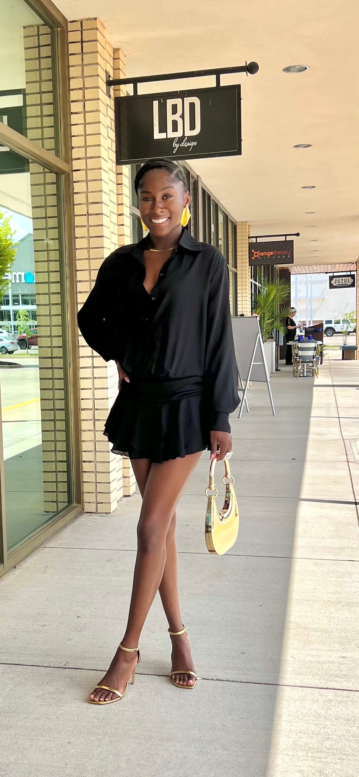 Romy black chiffon long sleeve low waist romper