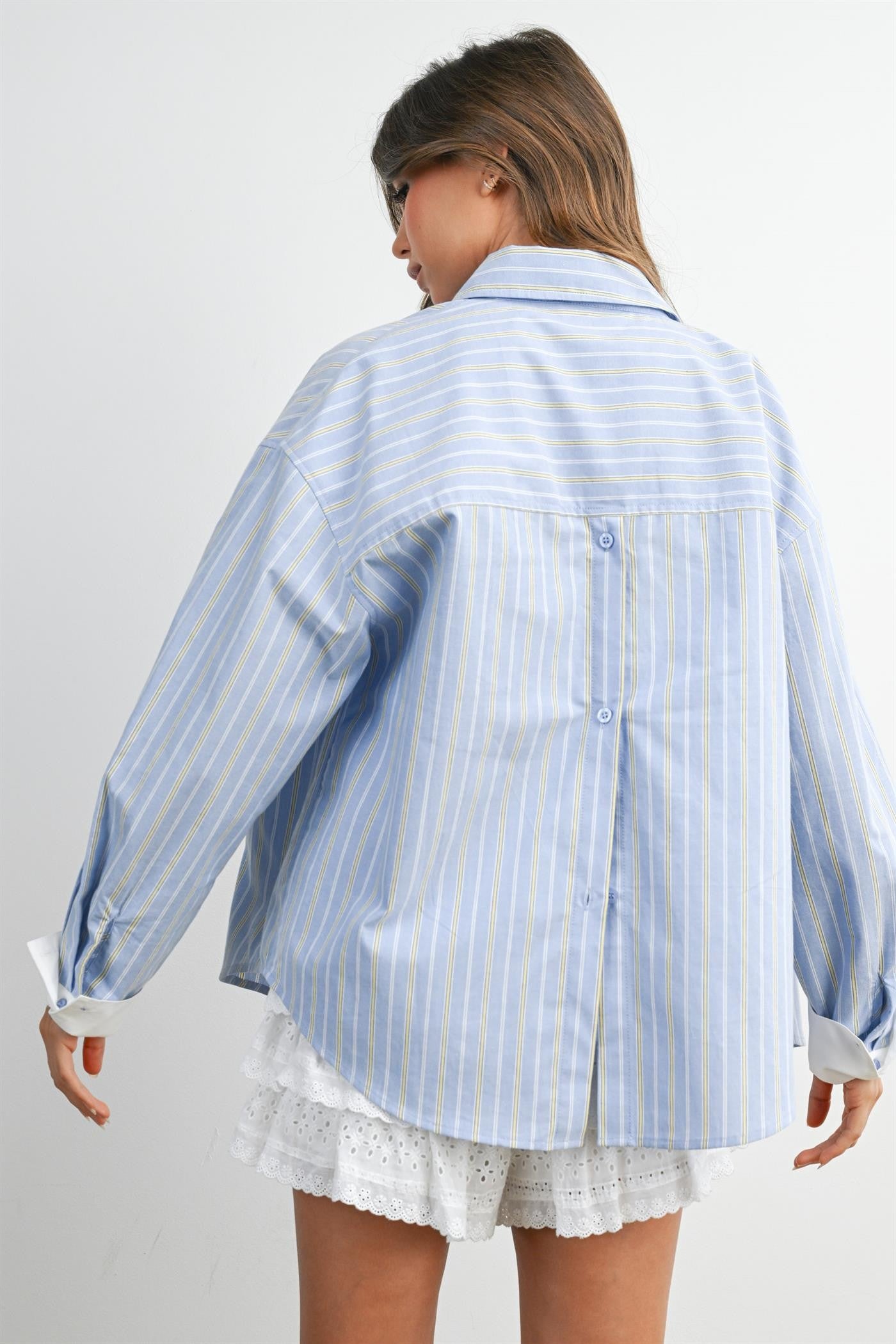 Taylor striped button up top