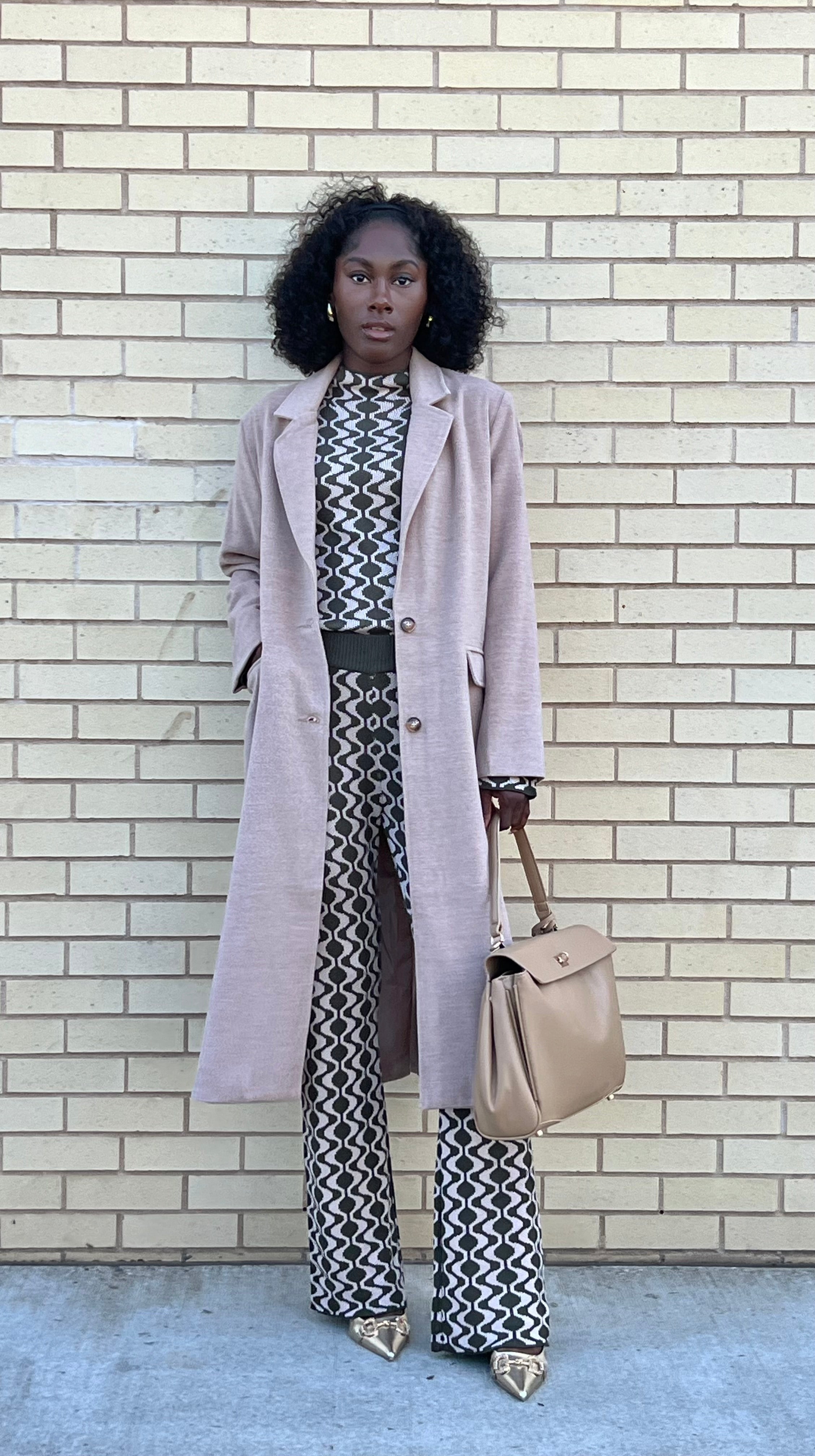 Jaycee taupe classic long wool trench coat