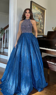 Claire blue sparkle ball gown