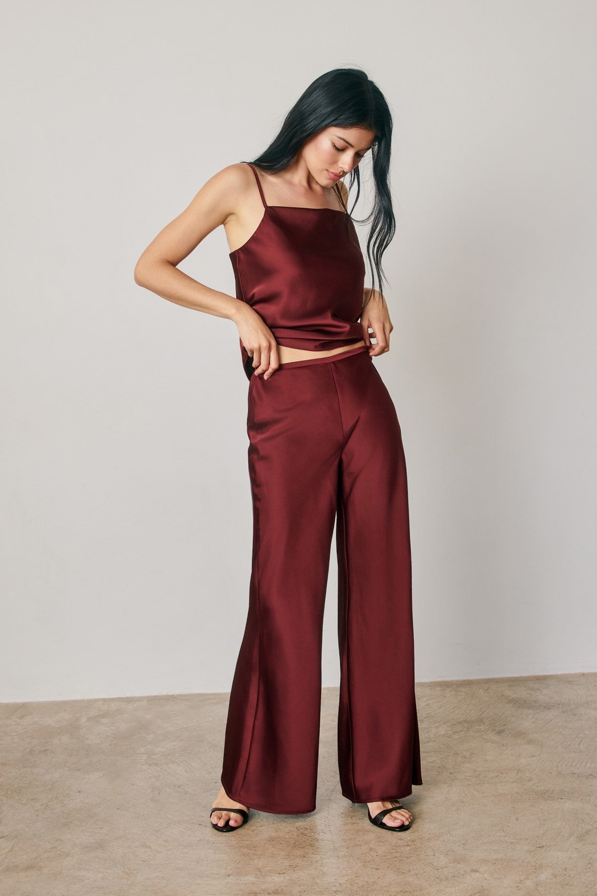 Sara Satin Relaxed Straight Leg Pants