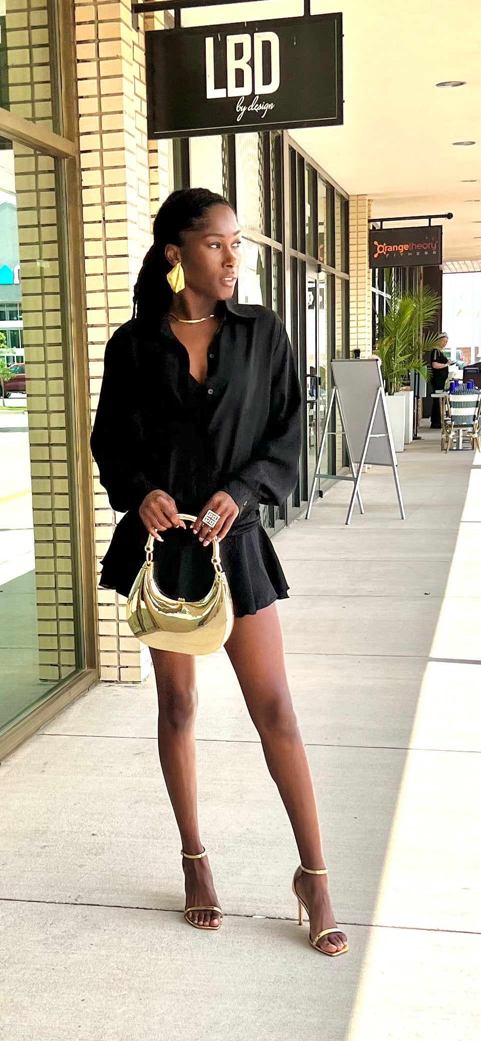 Romy black chiffon long sleeve low waist romper