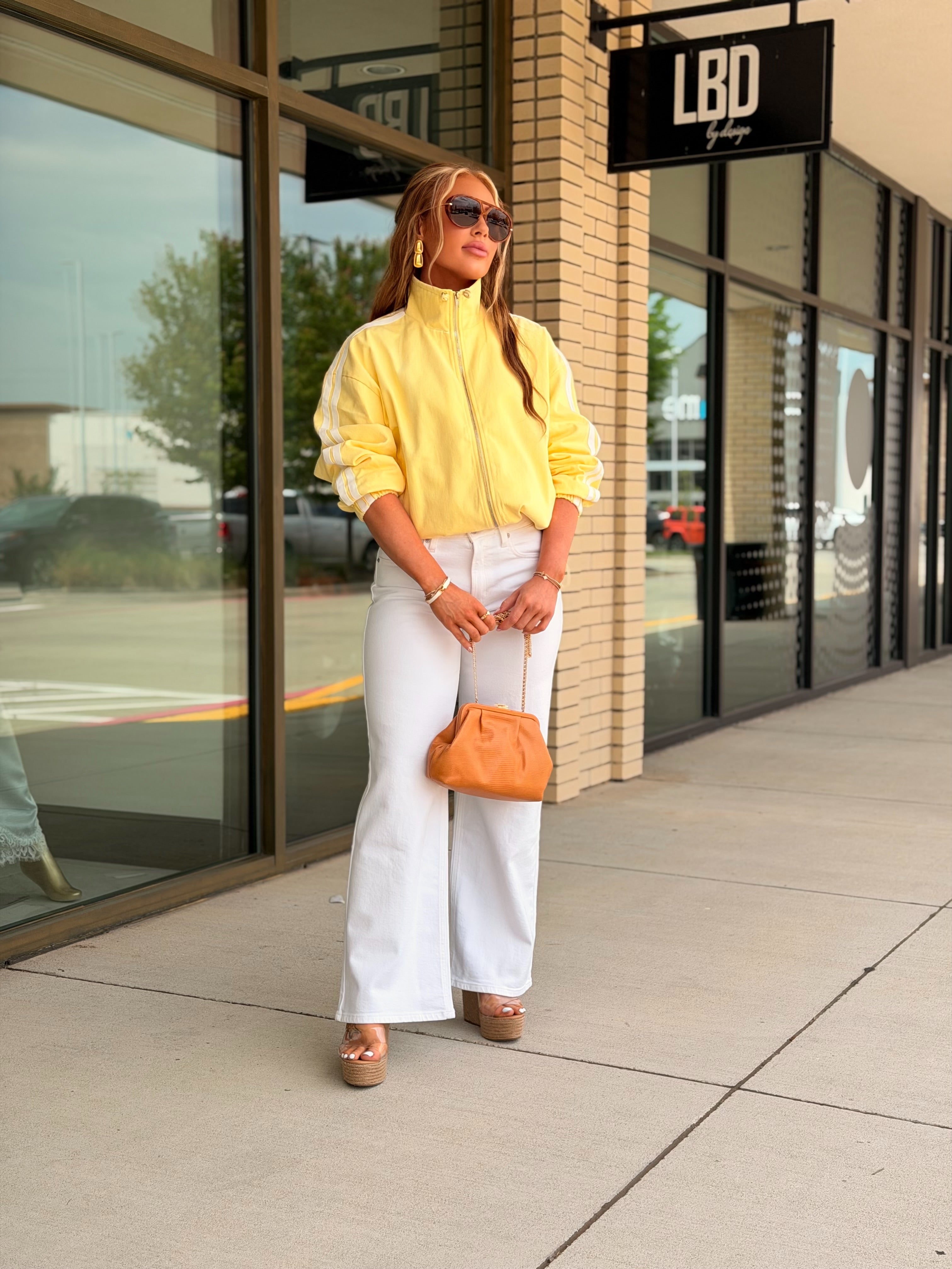 Kelsey yellow striped zip up jacket