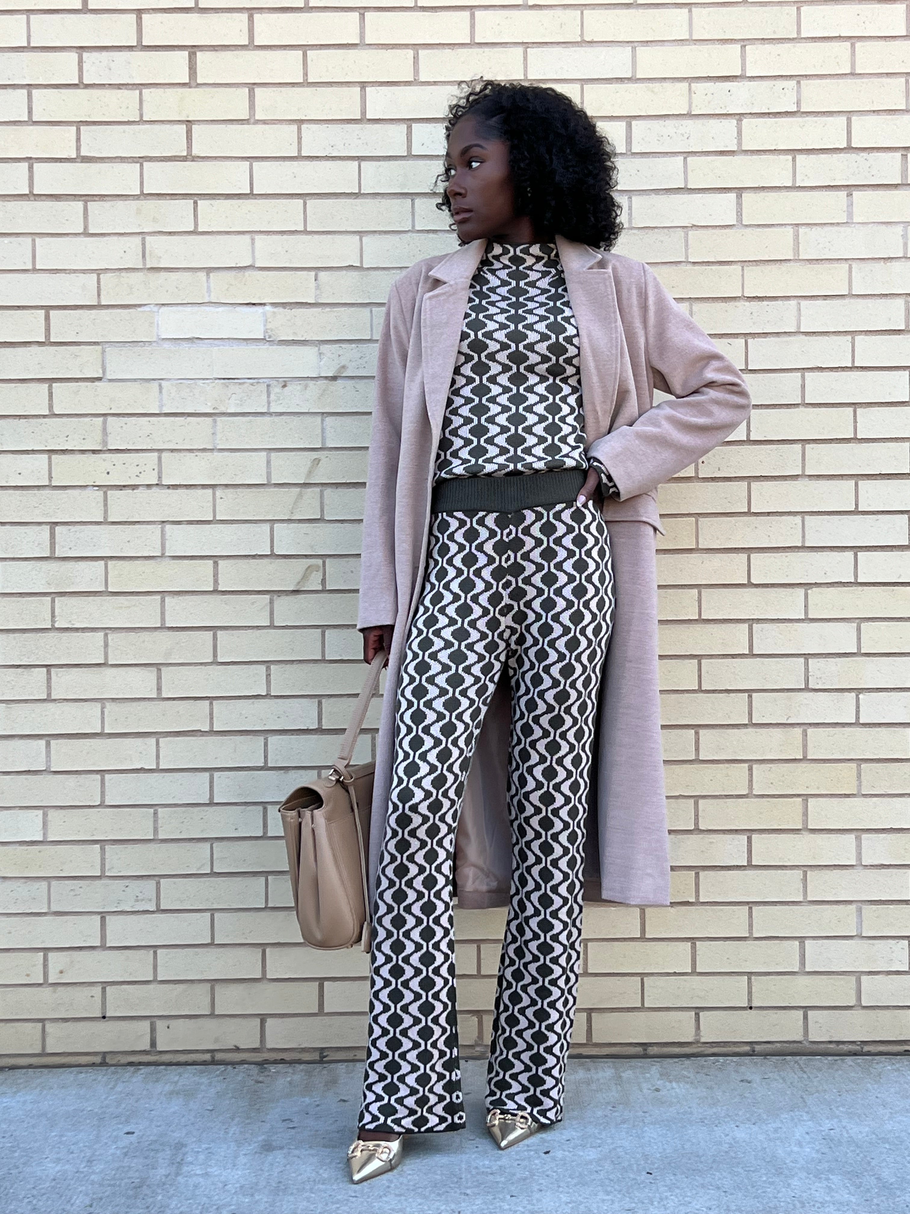 Jaycee taupe classic long wool trench coat