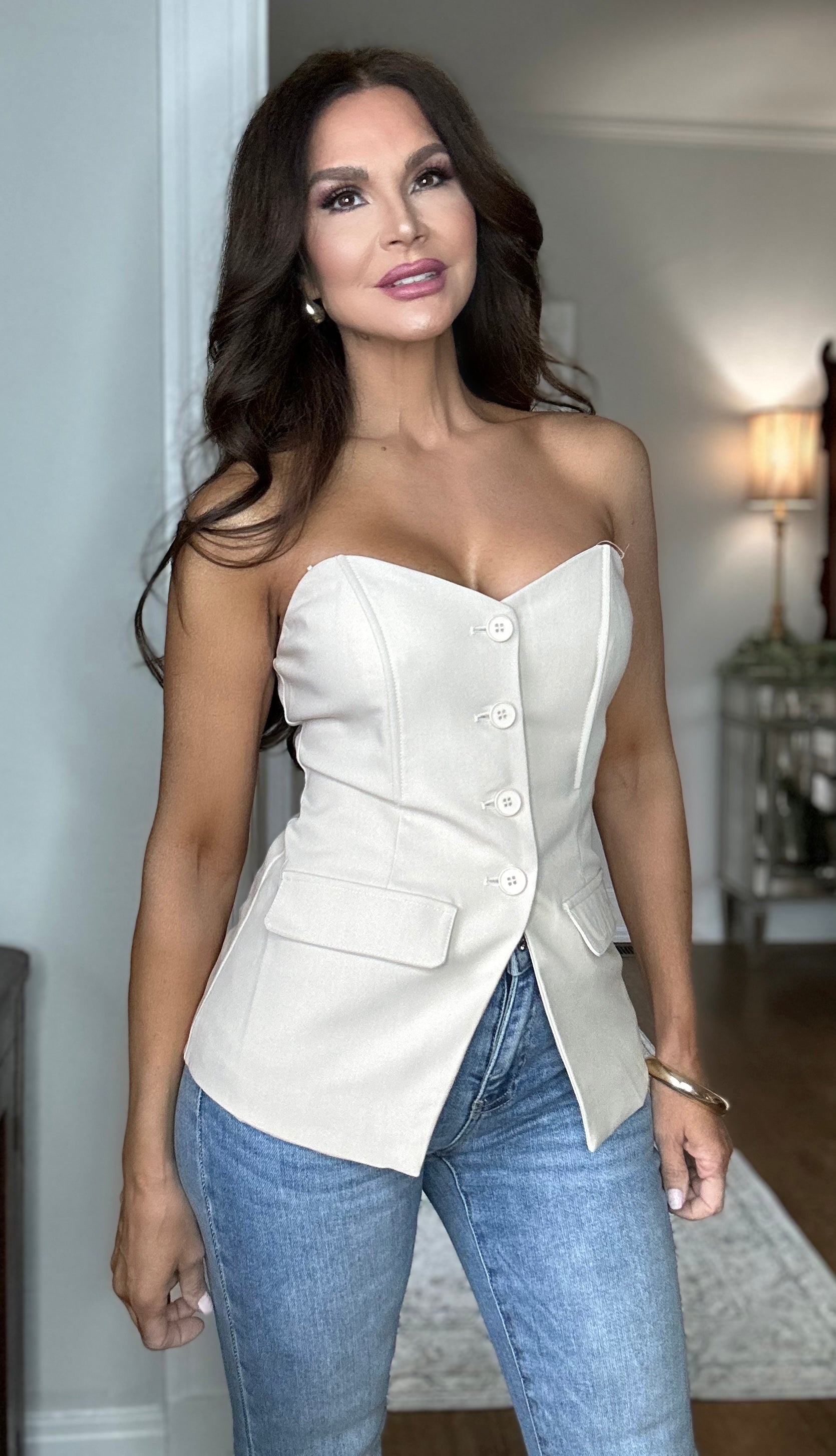 Harley khaki strapless vest