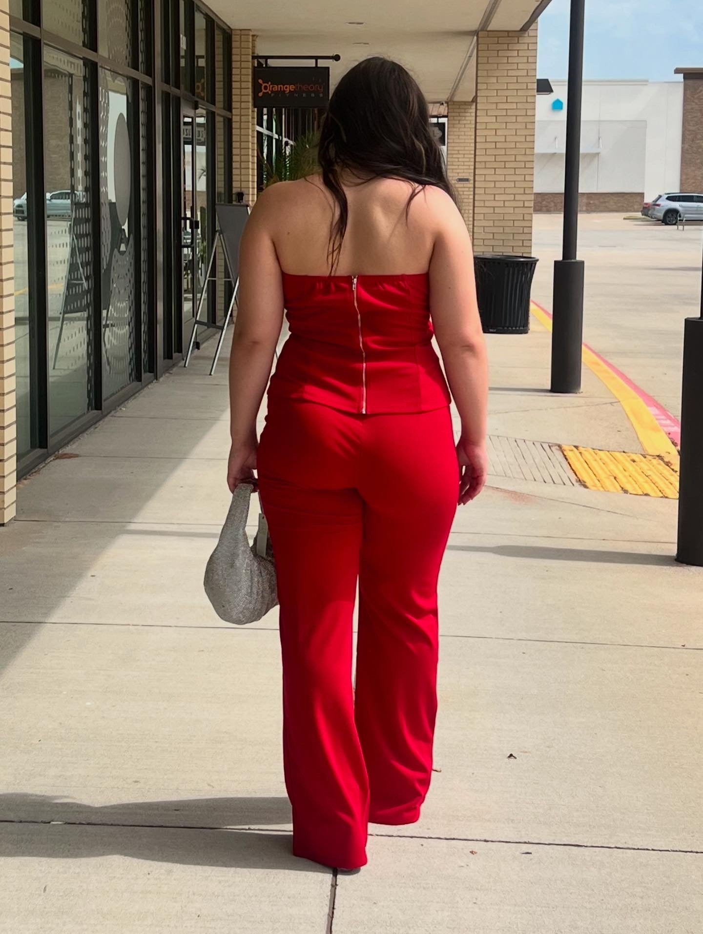 Zelda red front seam pant