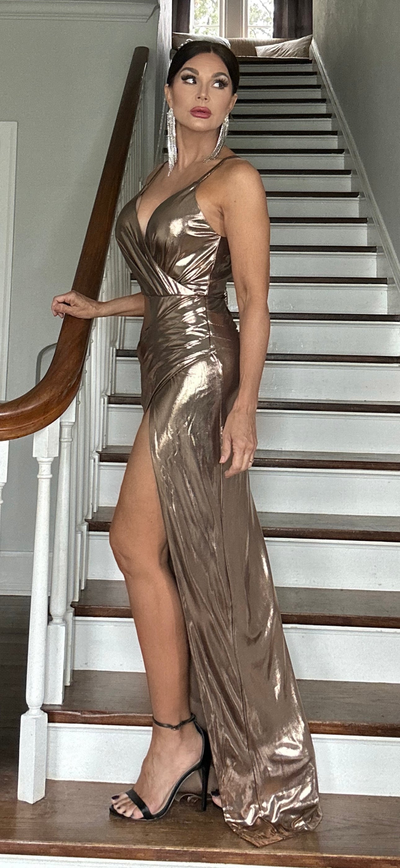 Gal Gold Metallic Wrap Formal