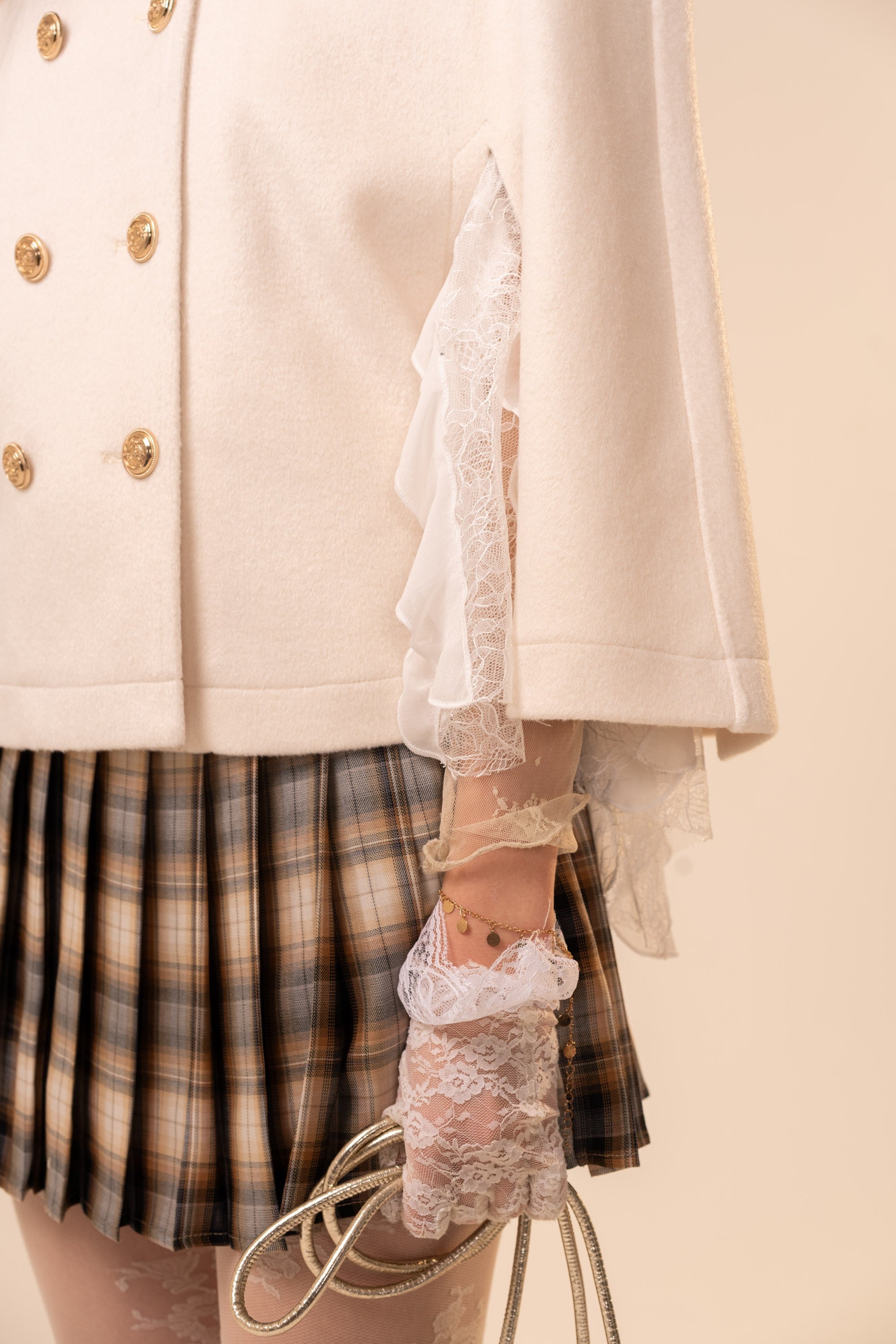 Brynn Cream Double Breasted Cape Jacket