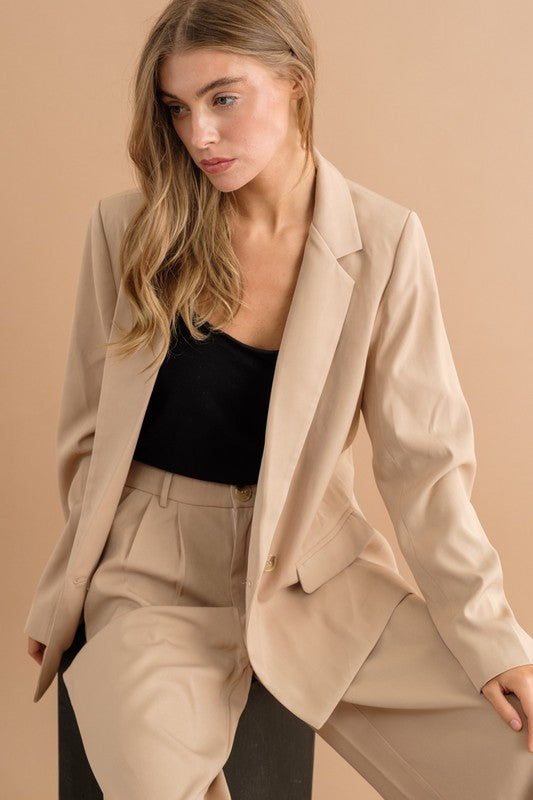 Zinnia Beige Double Button Blazer Jacket