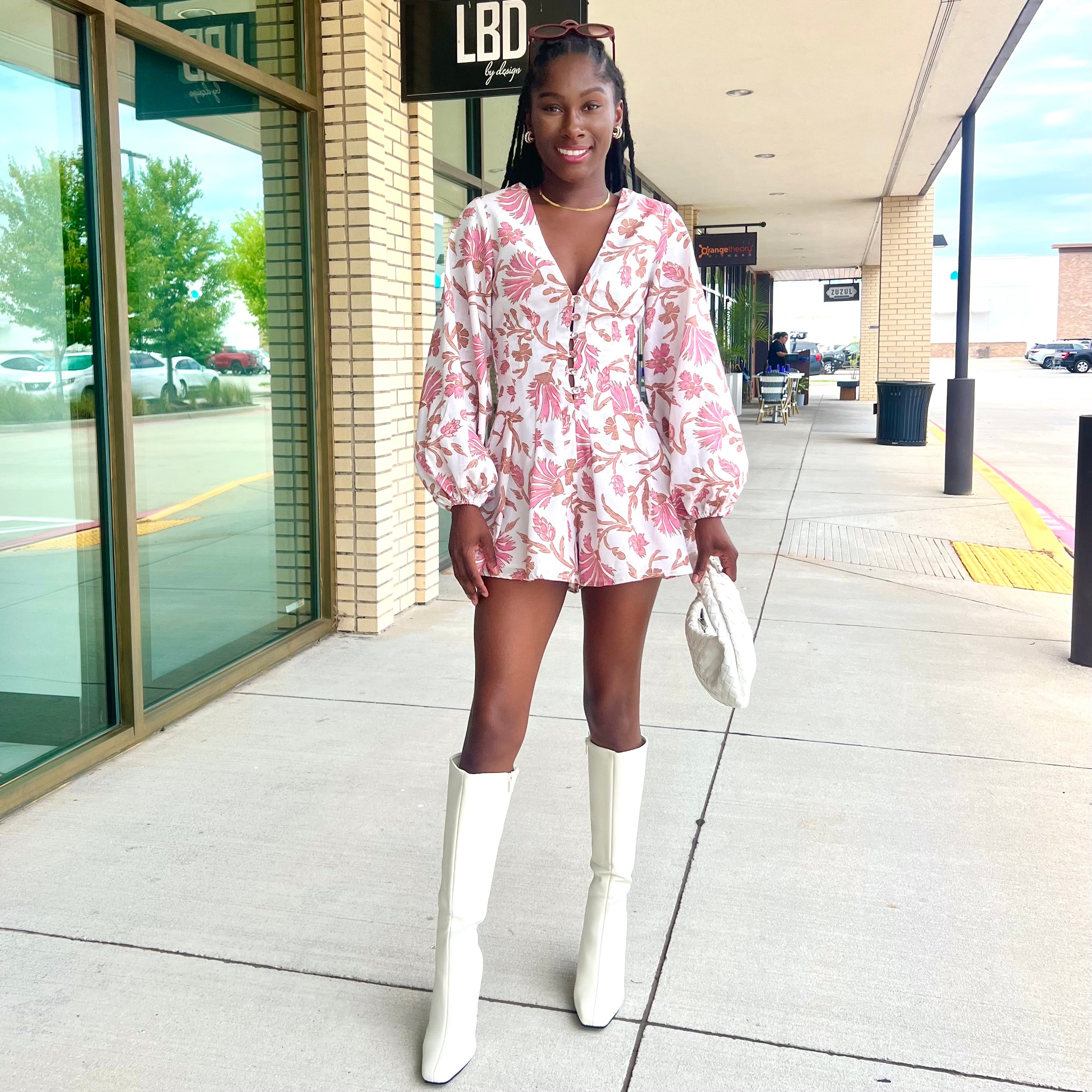 Carla Cream Floral Long Sleeve Romper