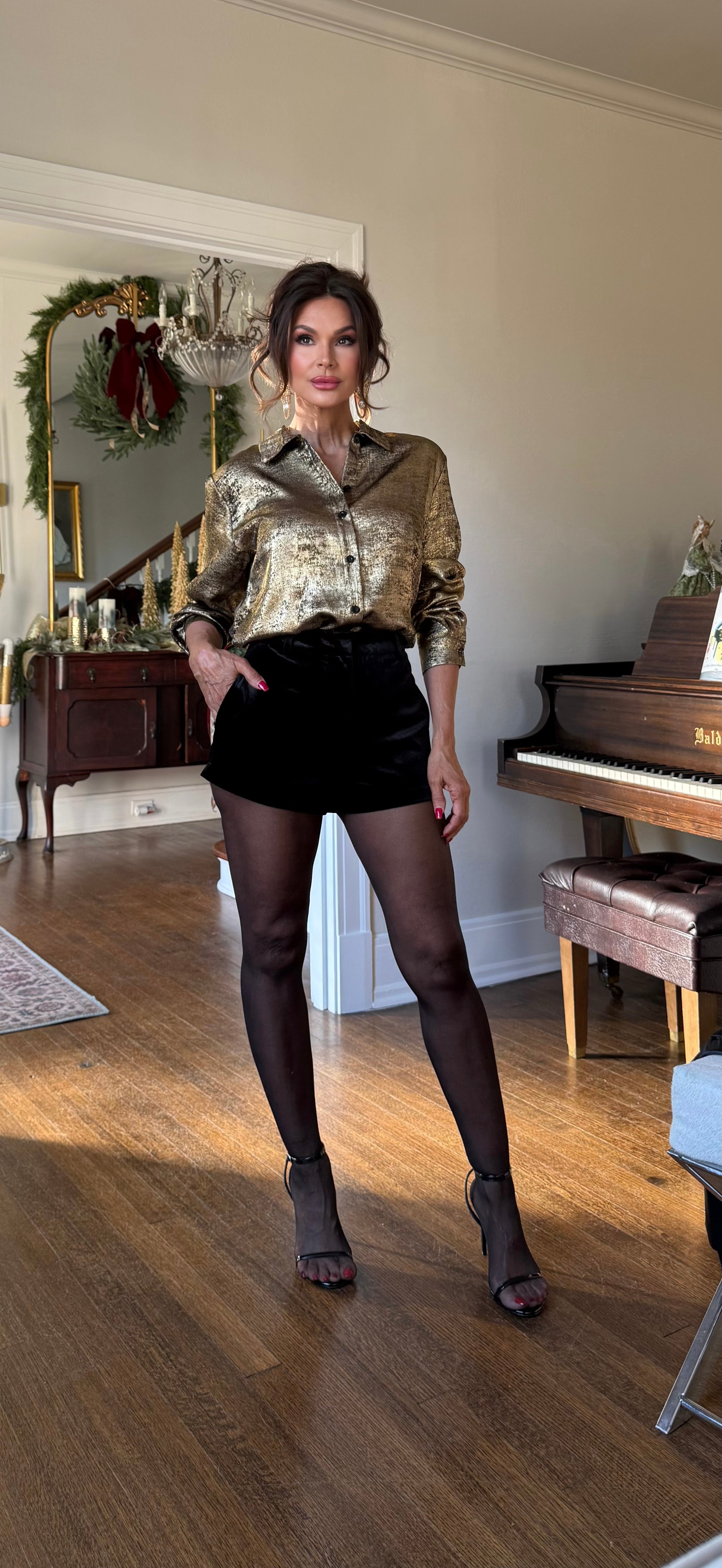 Trina Black Velvet High Rise Shorts