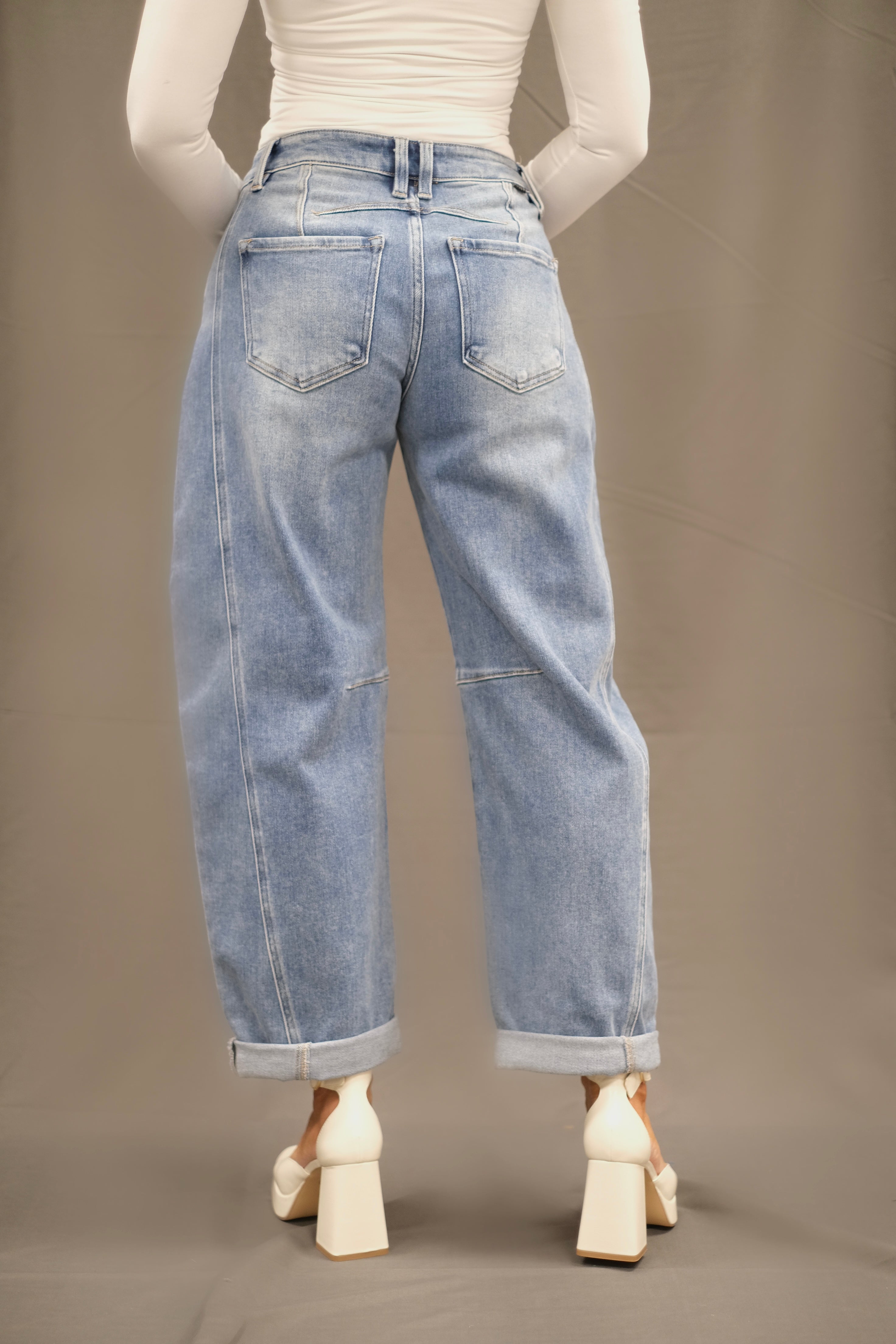 Bri Medium Wash Barrel Jean