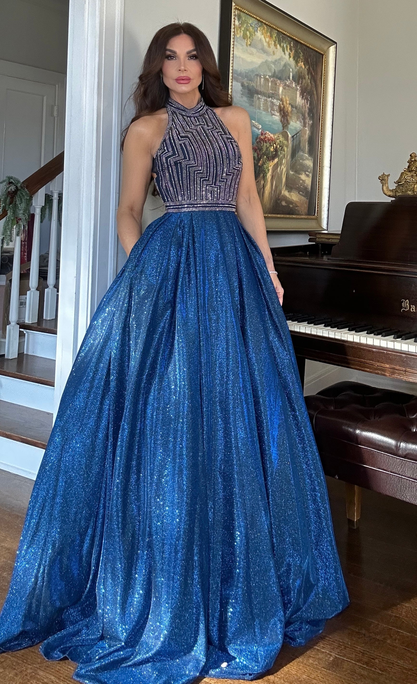 Claire blue sparkle ball gown