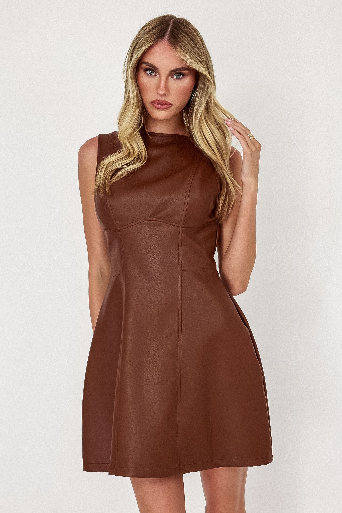 Katie Brown Faux Leather Mini Dress