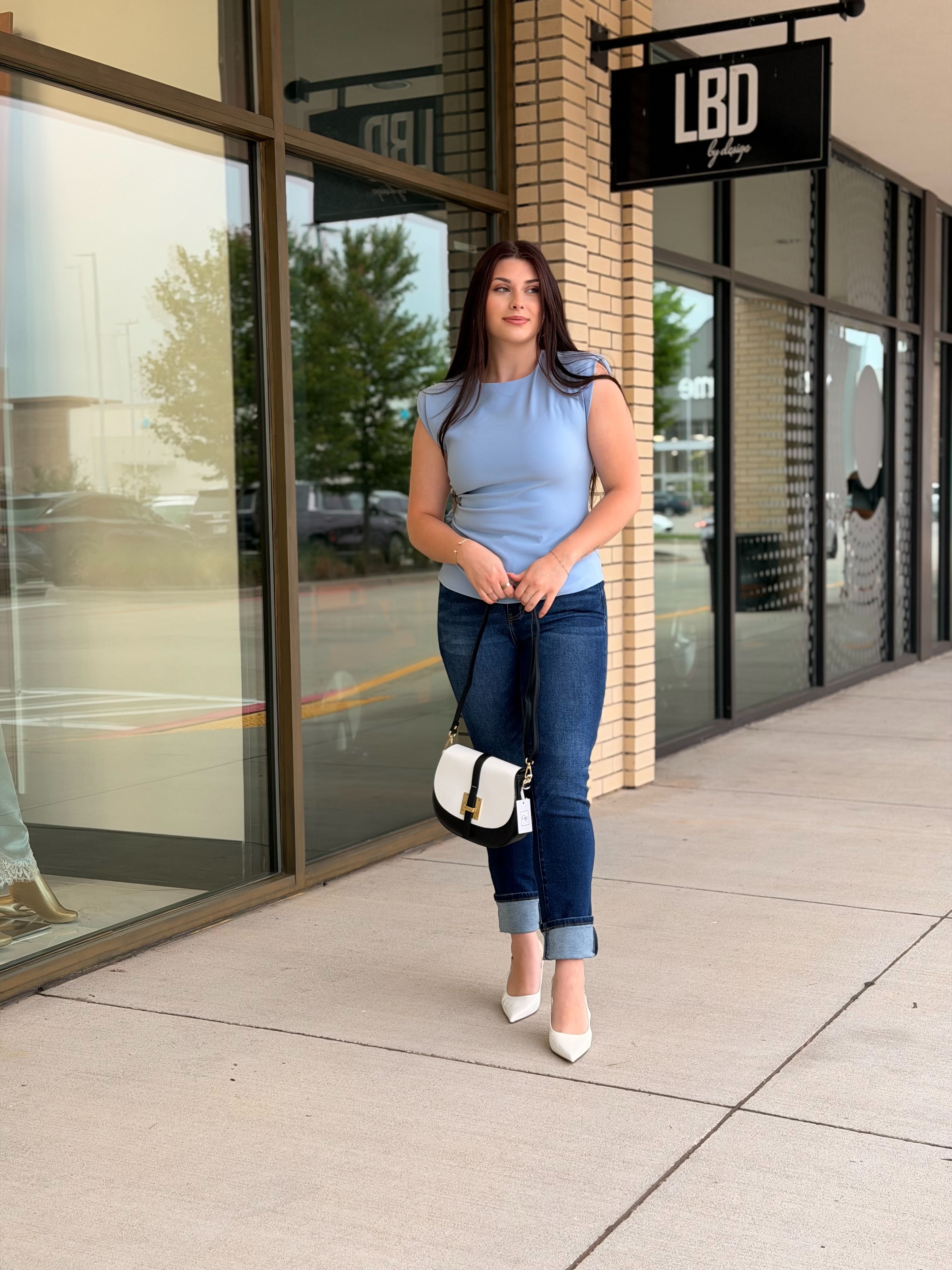 Lily light blue ruched padded top
