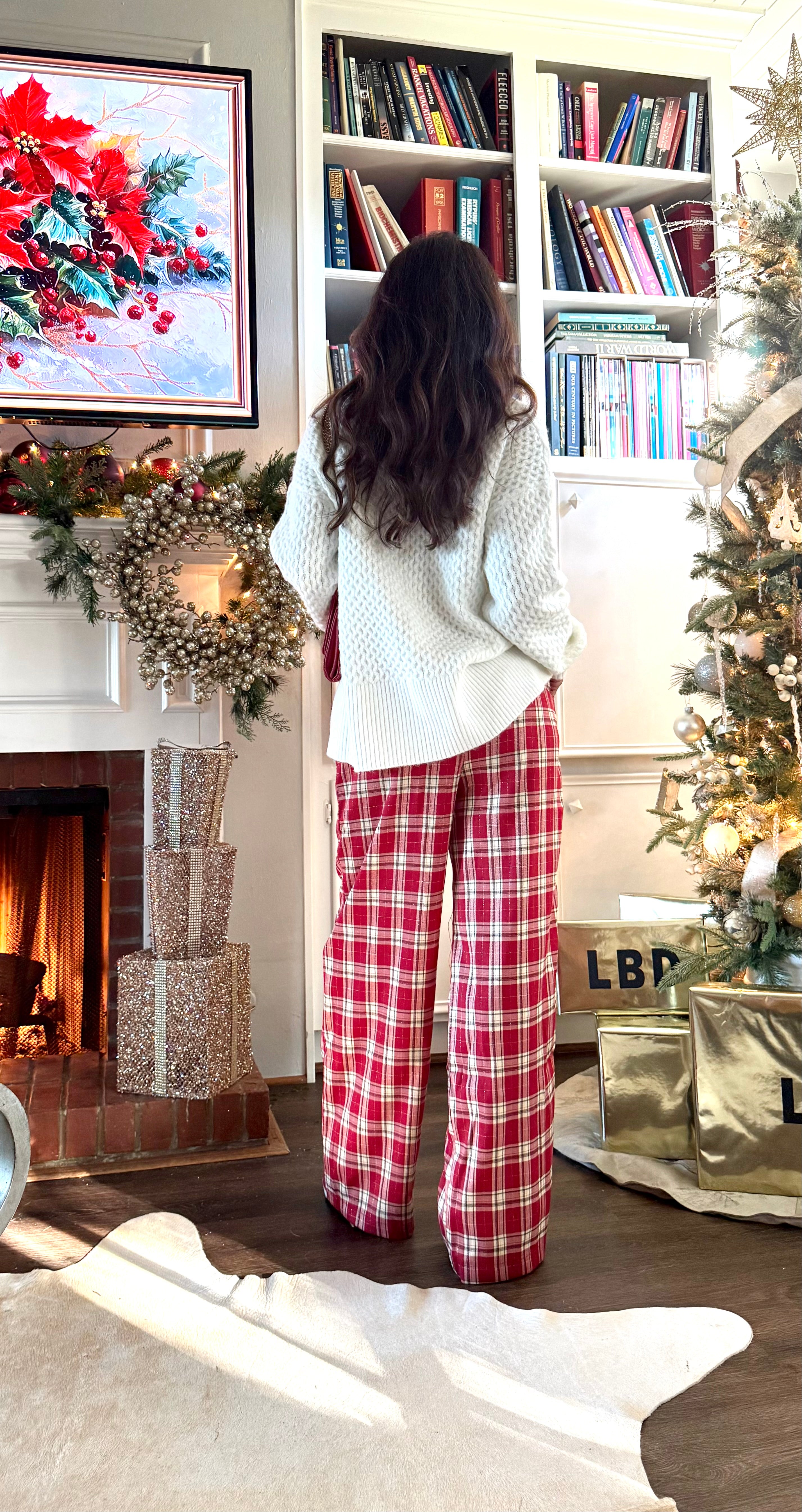 Clara Red Plaid Front Pleat Pants