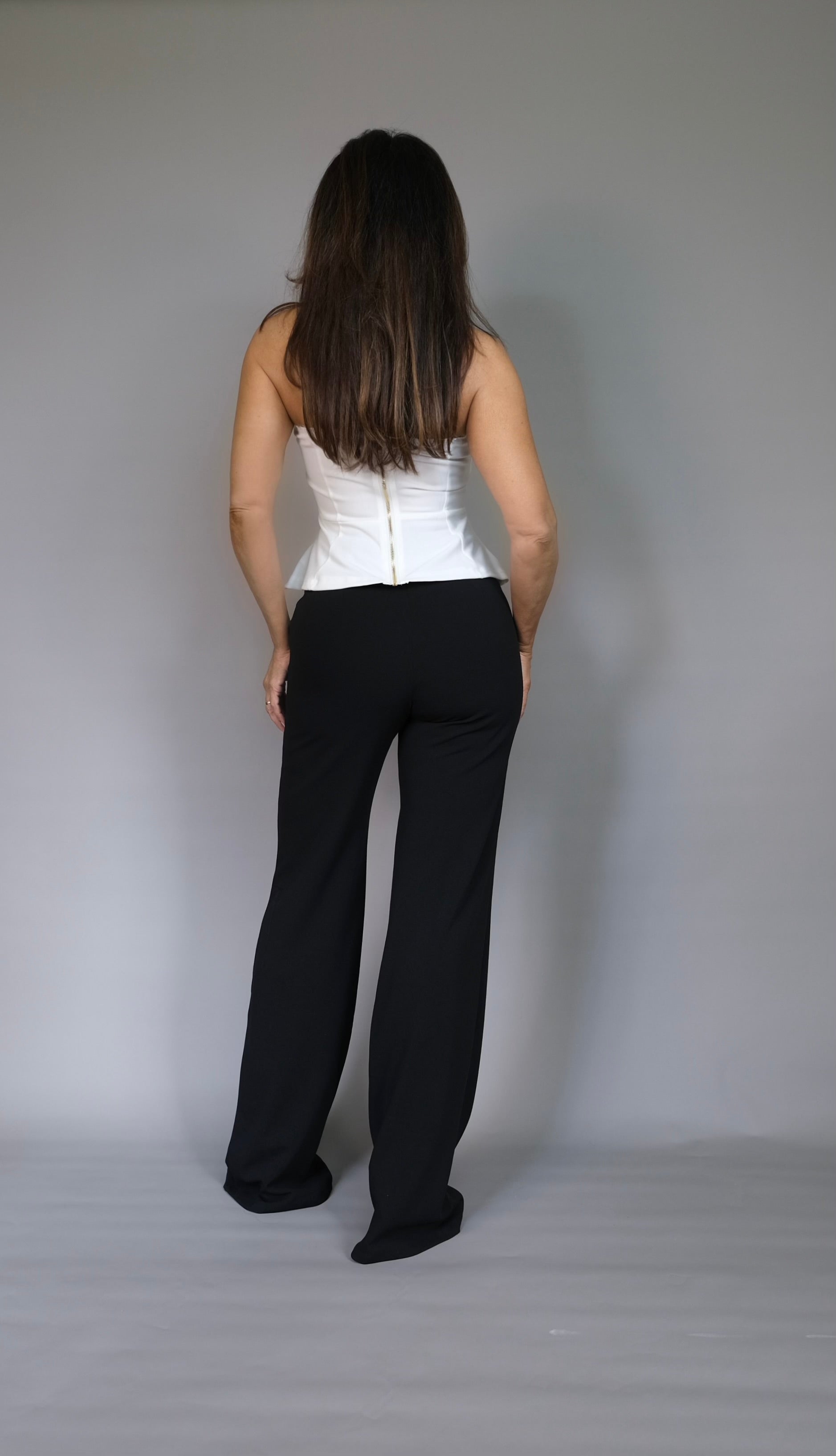 Jess white tube top with gold stamped buttons