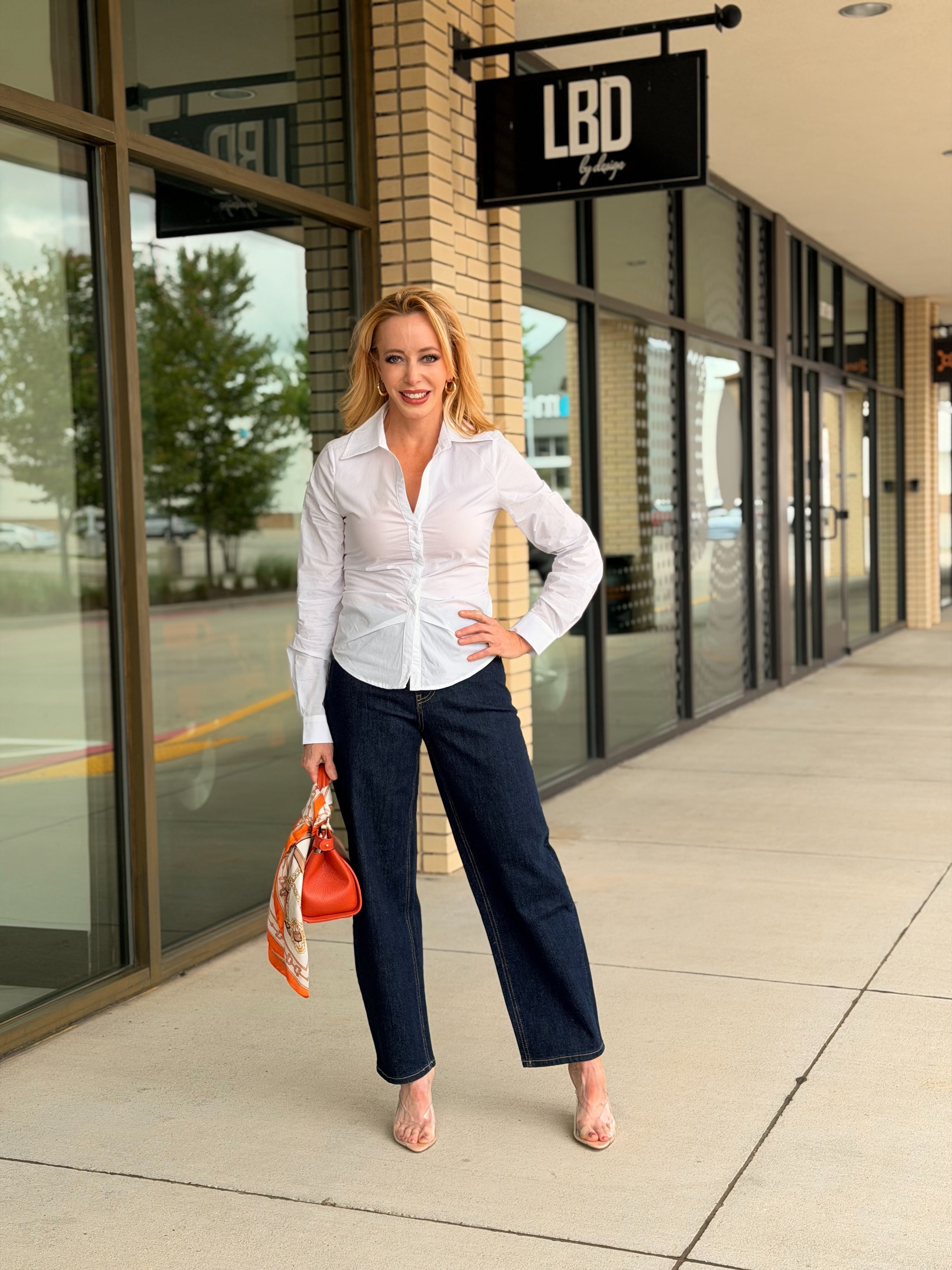 Posie white fitted button down top