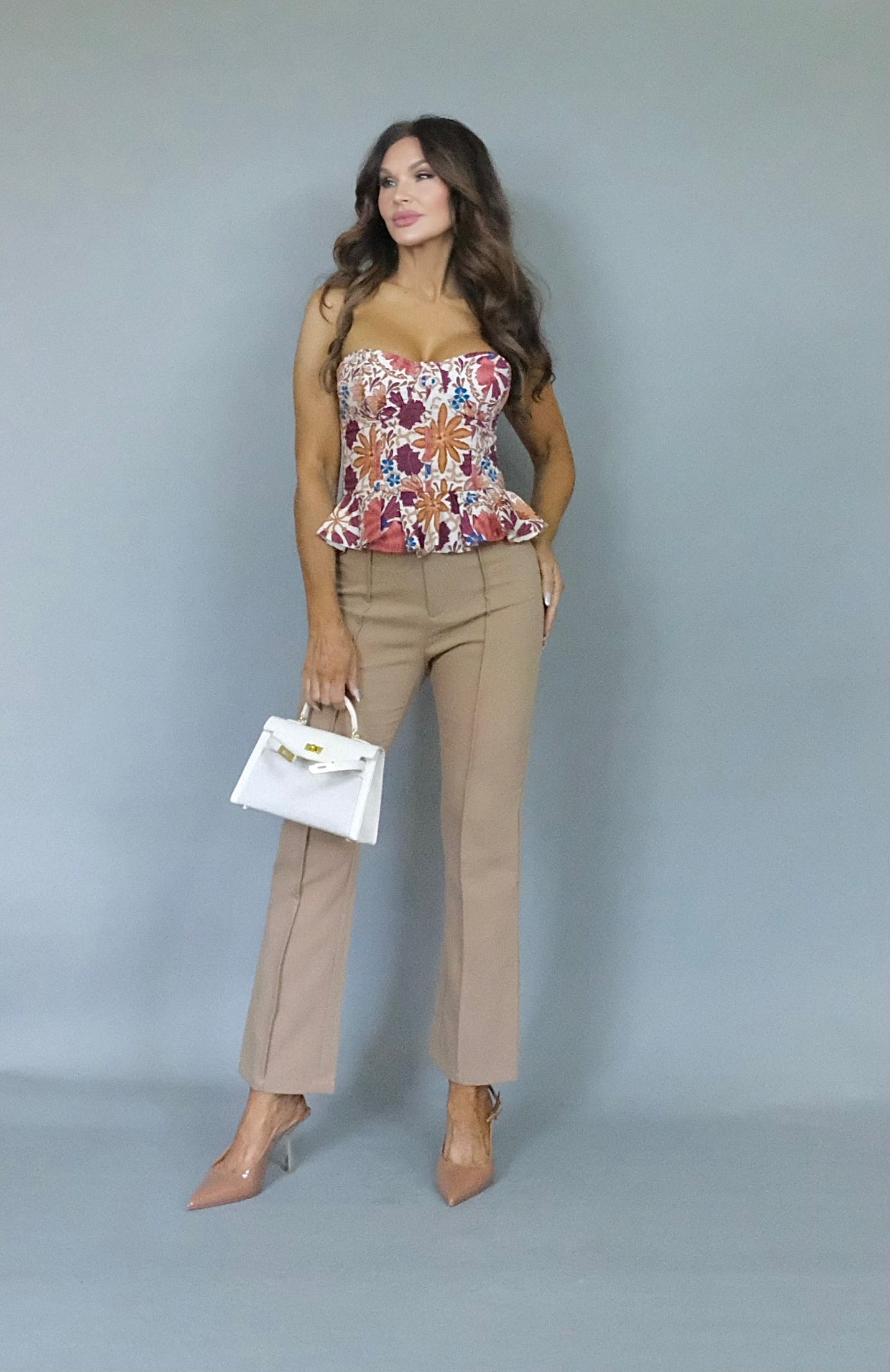 Kona khaki front seam taper leg pant