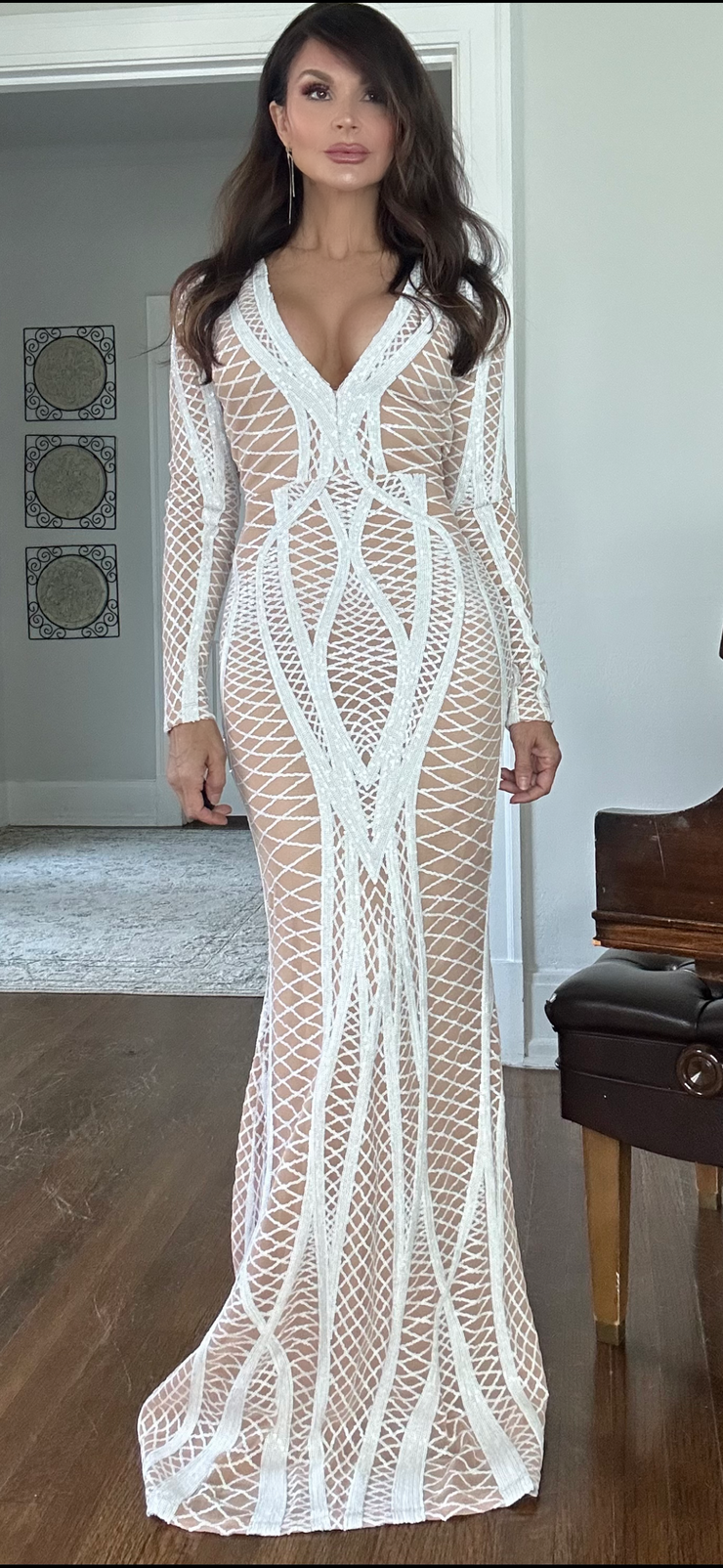 Nadia White And Nude Beaded Formal