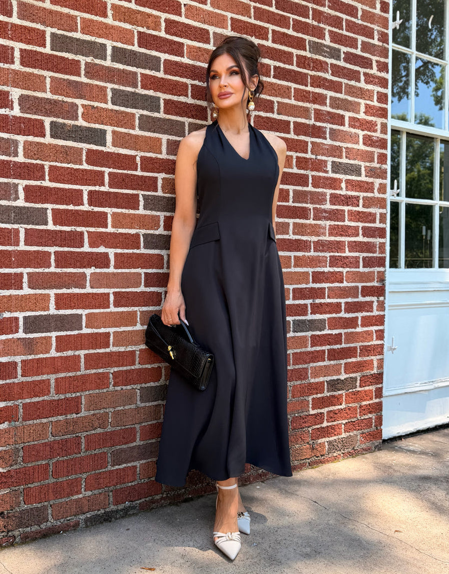 Brielle Black Twisted Back Maxi Dress