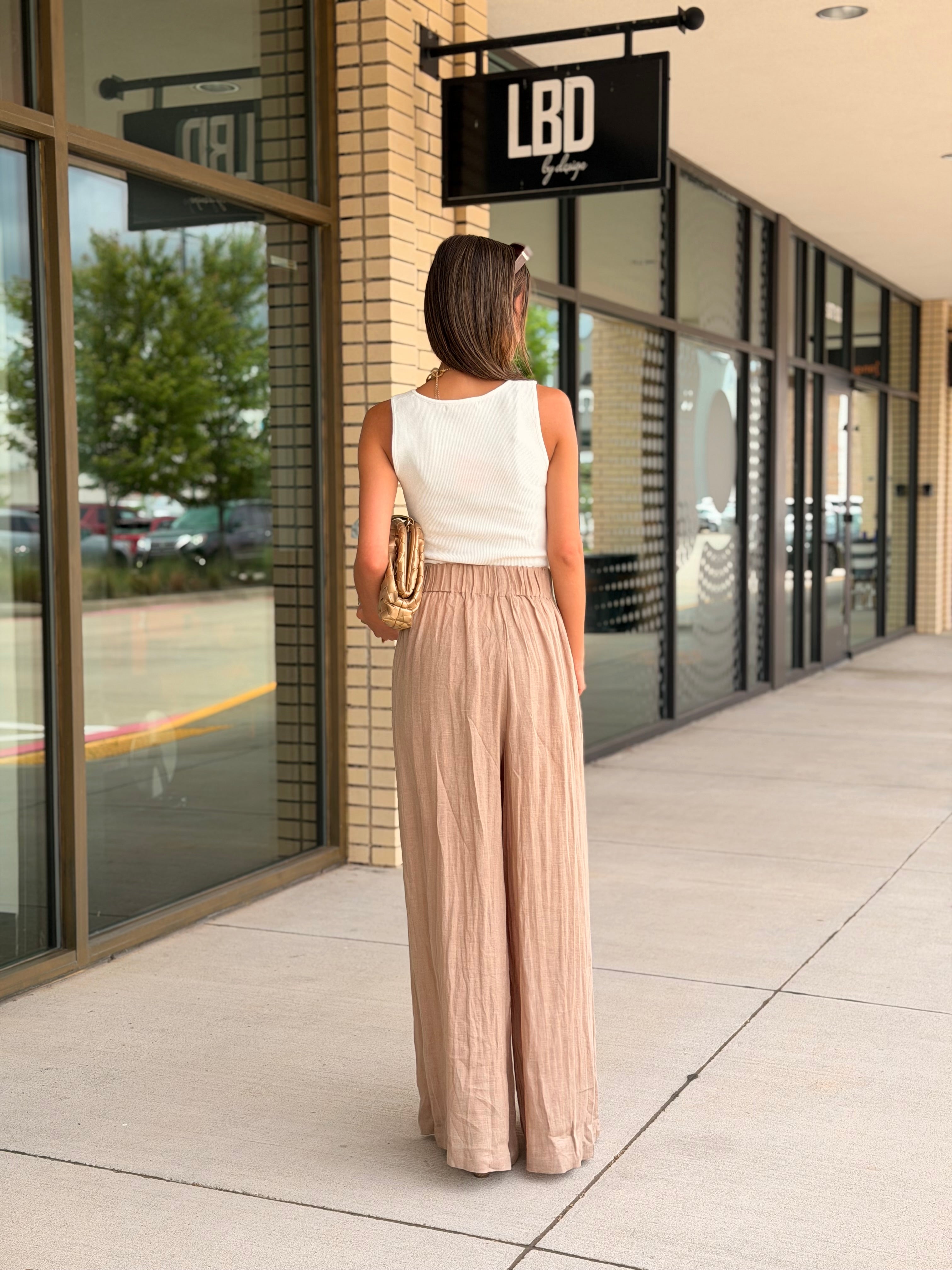 Ginger Light Brown Wide Leg Pants