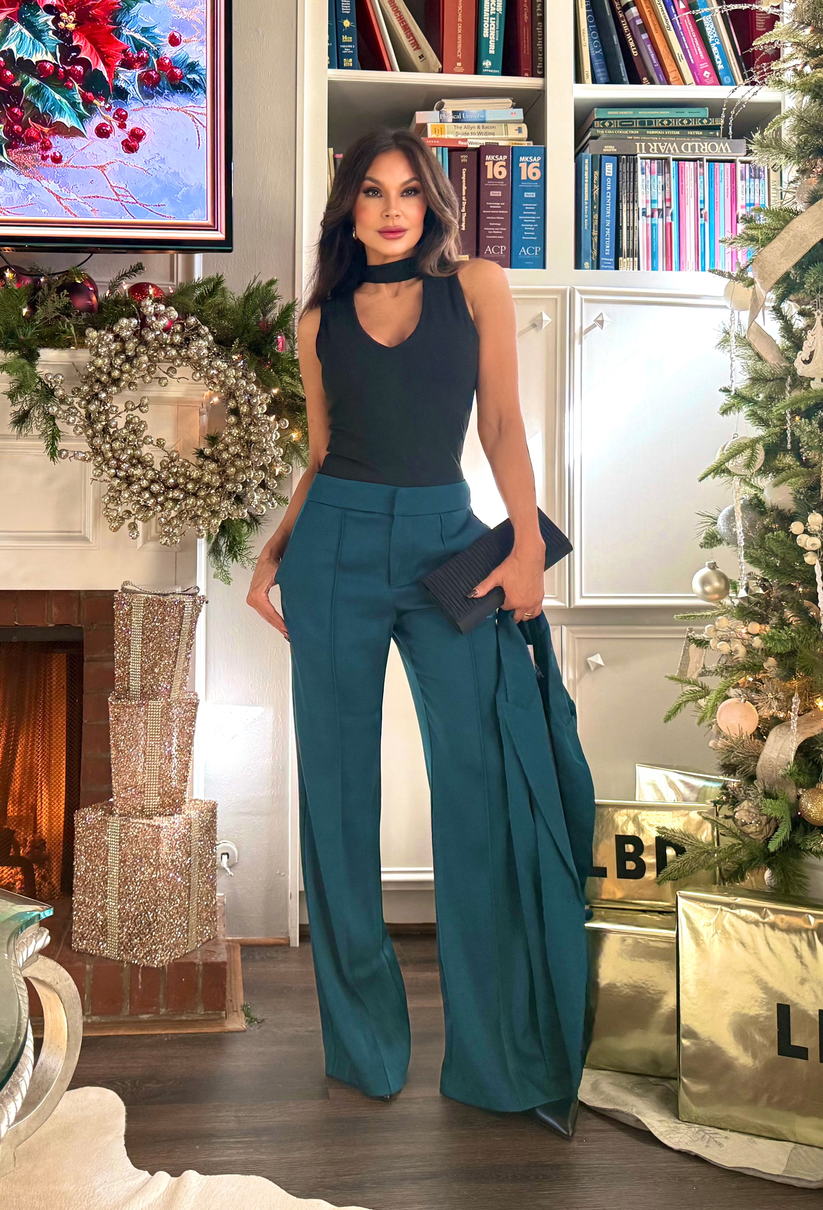 Krista Teal Pleated Pants