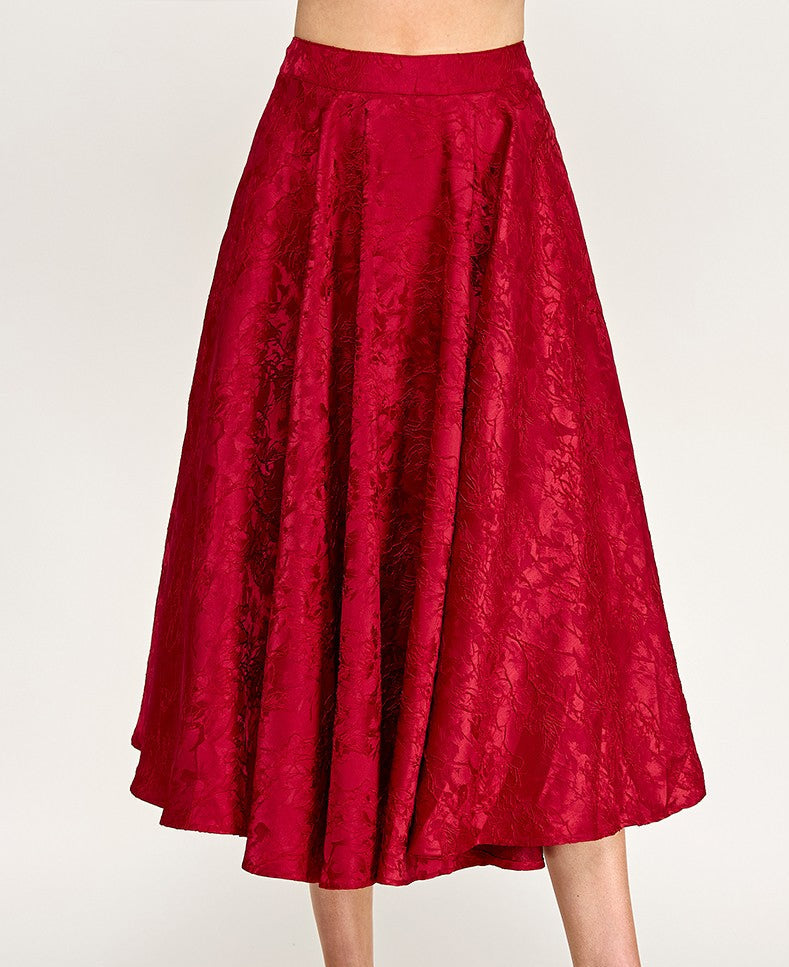 Floral jacquard midi skirt from The Vintage Shop featuring intricate patterns and a flowing bottom design.