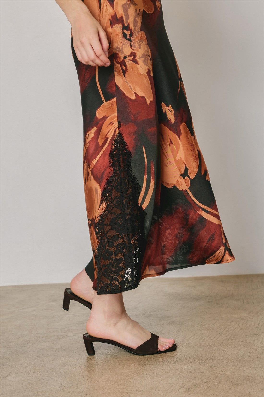 Megan Black Strapless Floral Lace Hem Maxi Dress