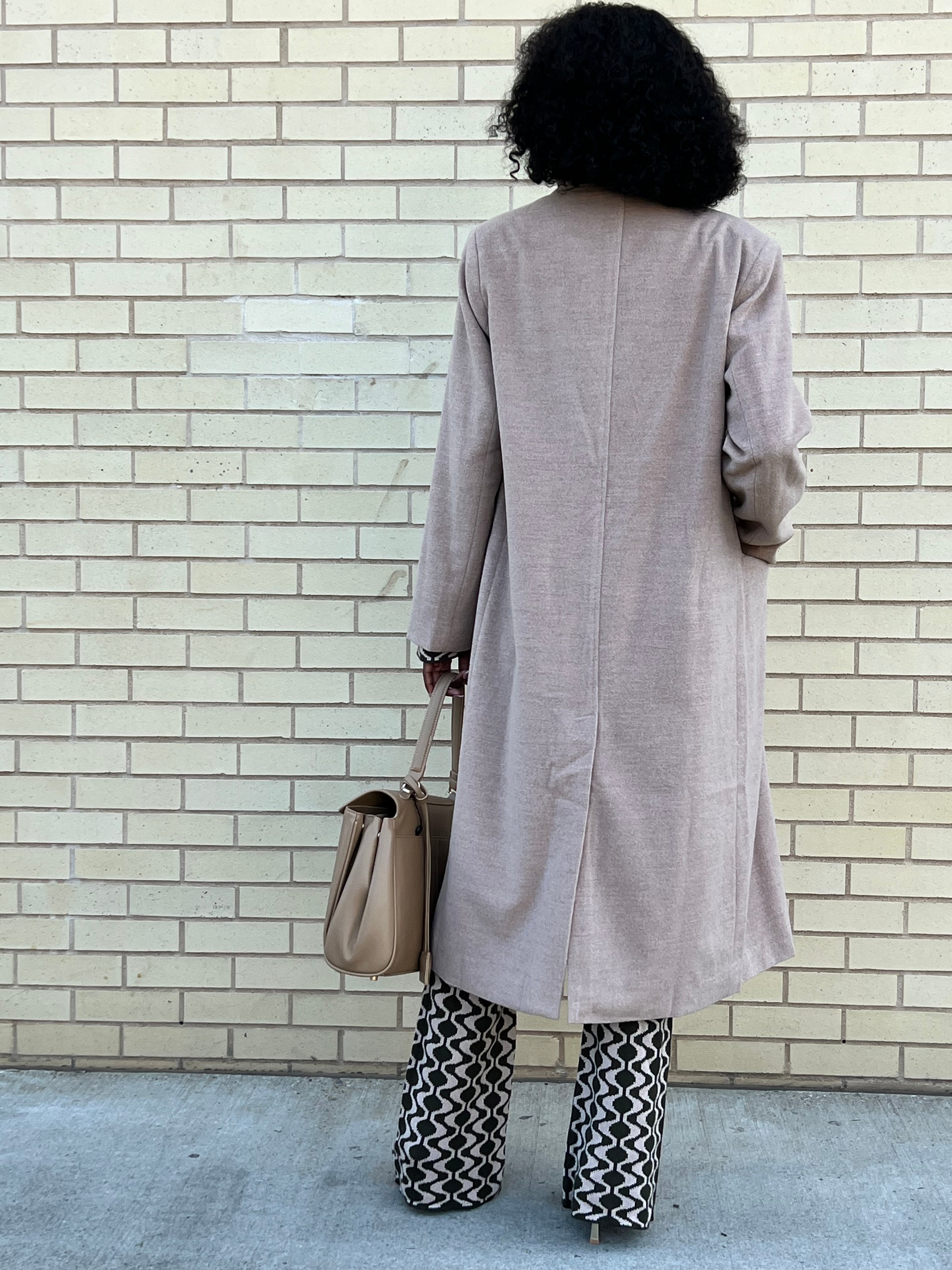 Jaycee taupe classic long wool trench coat