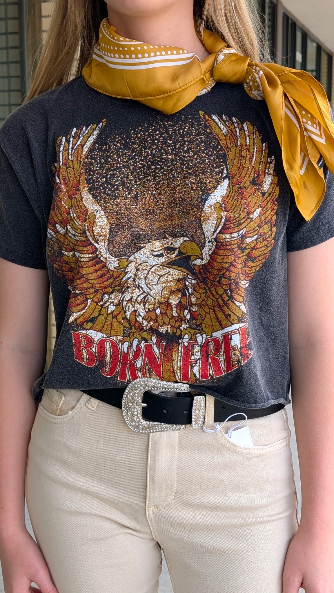 Born Free vintage black crop T-shirt