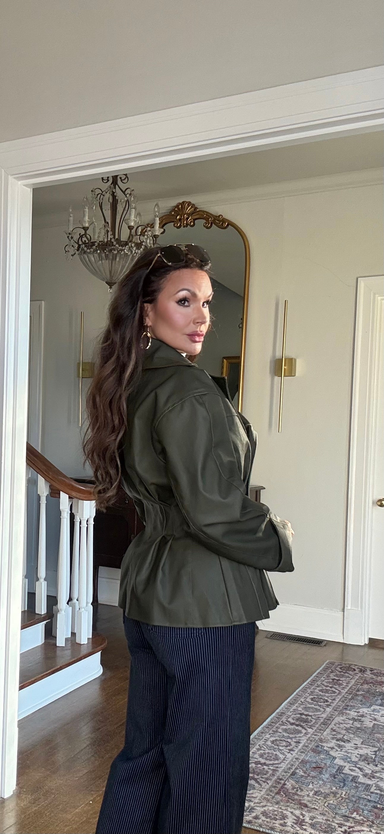 Octavia Olive Green Waist Pleated Blazer