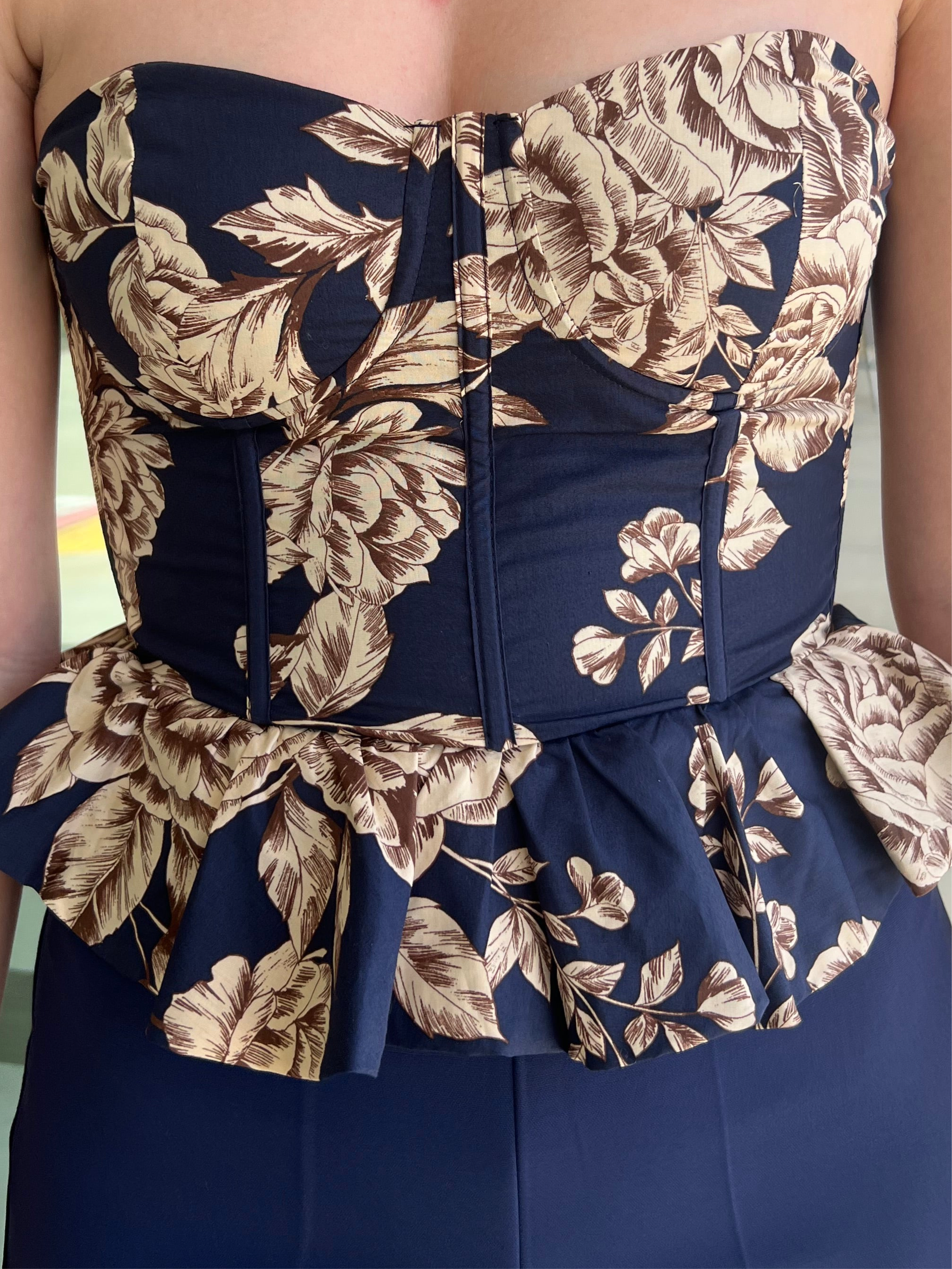Lana Navy Floral Corset Top