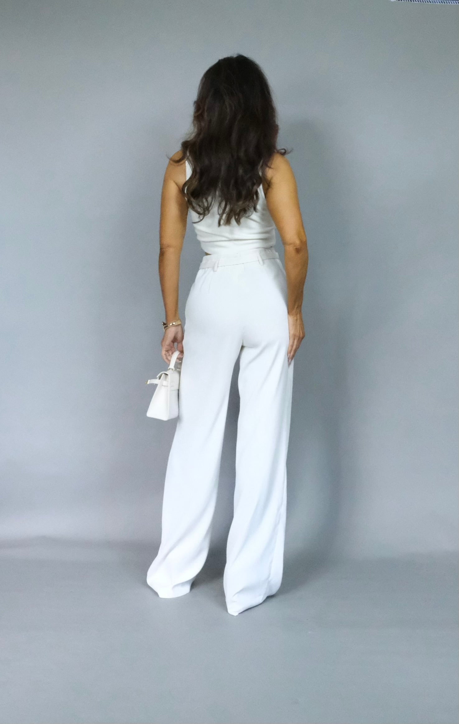 Shondra Cream Straight Leg Belted Pant
