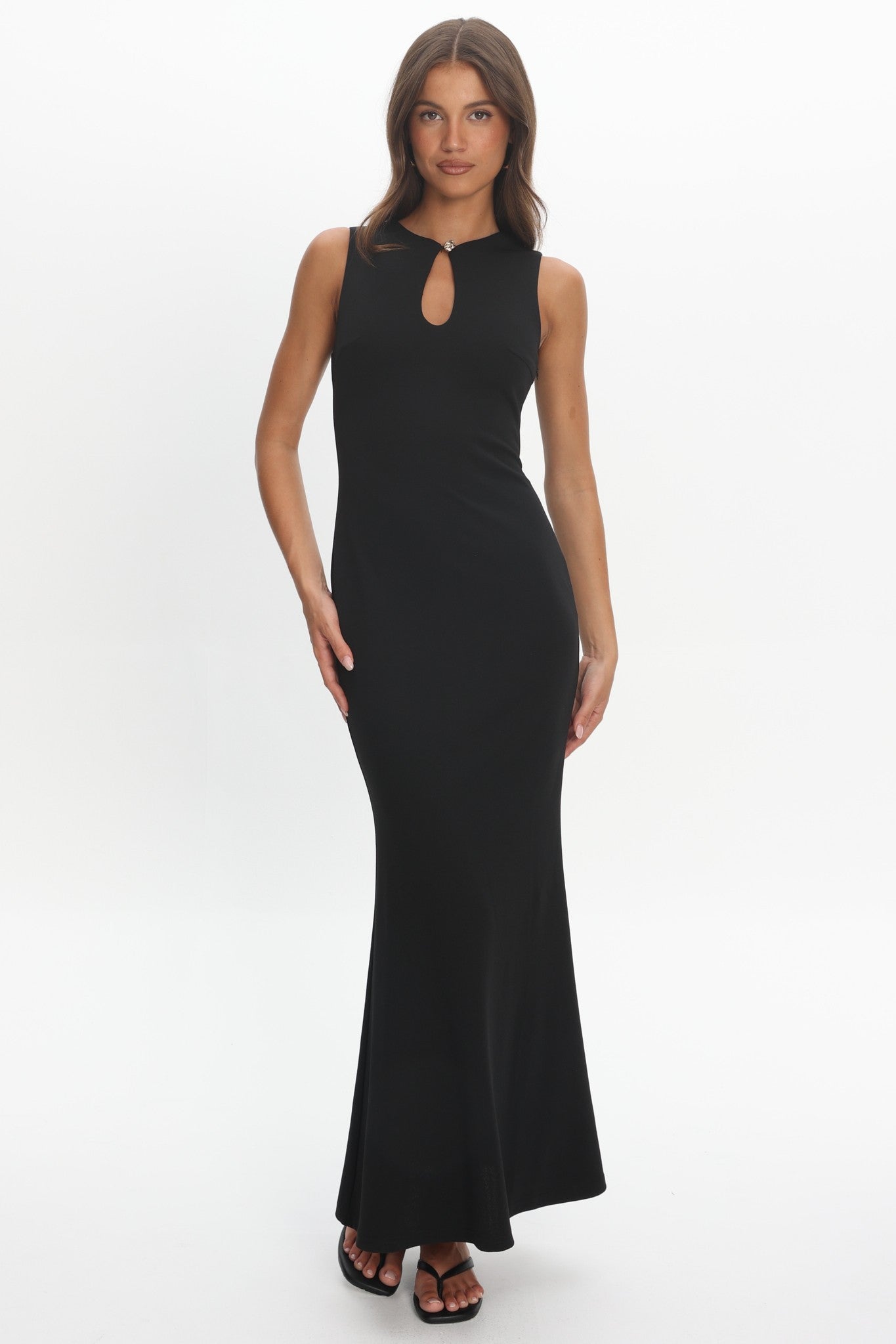 Solana Black Sleeveless High Neck Maxi Dress