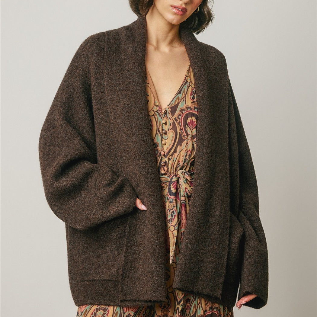 Campbell Brown Relaxed Shawl Collar Open Front Cardigan