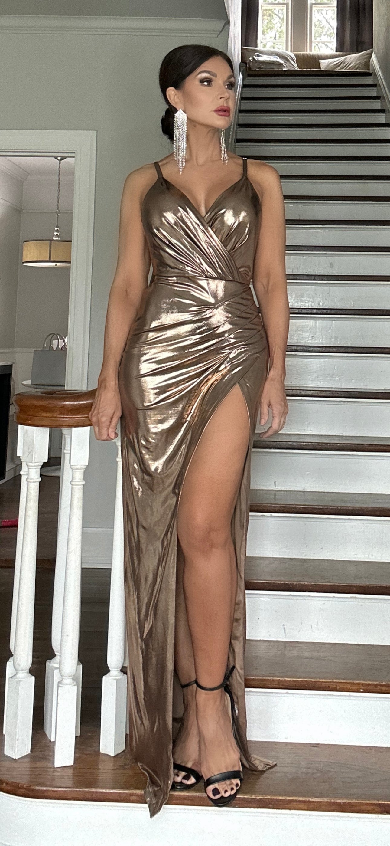 Gal Gold Metallic Wrap Formal