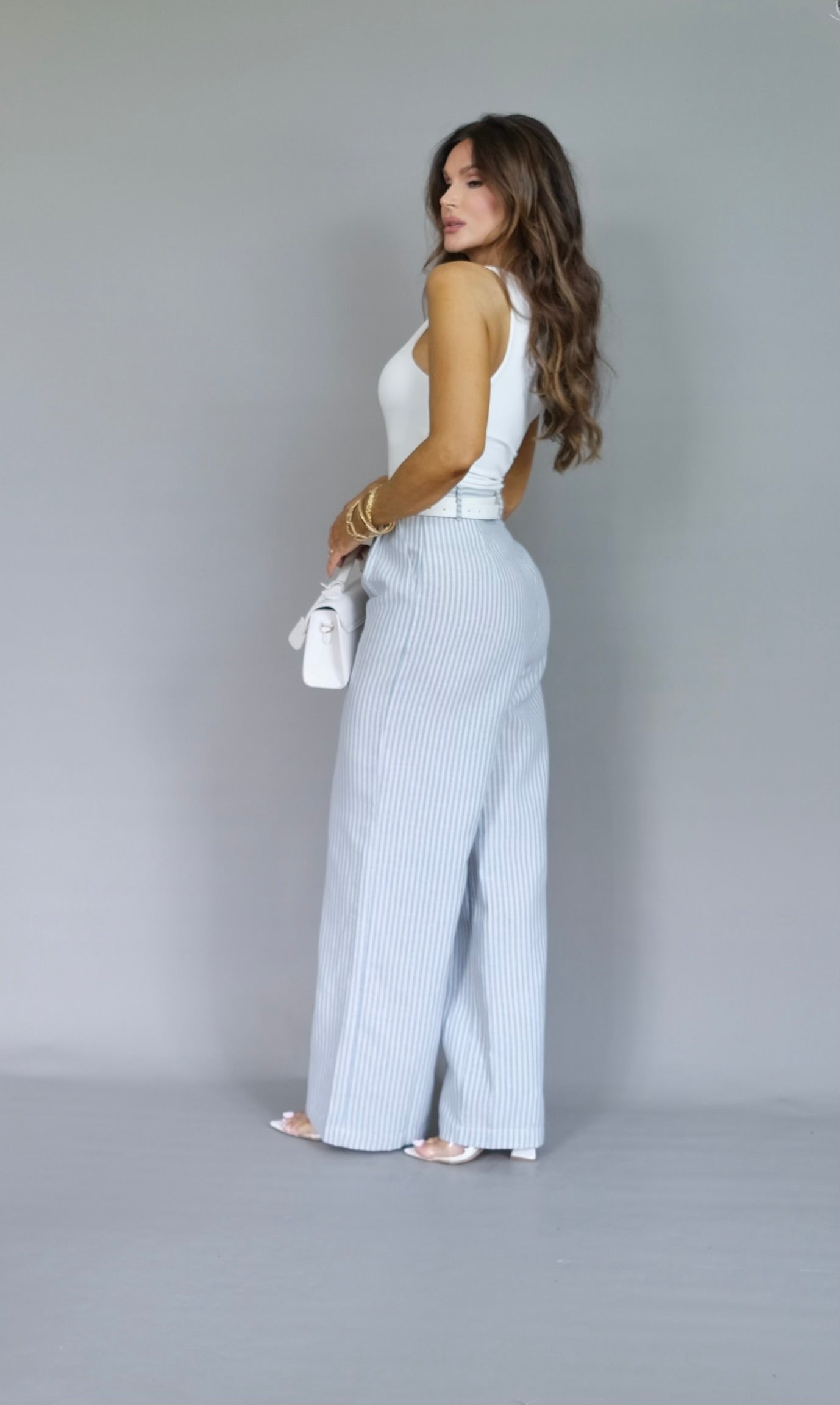 Daytona light blue linen conductor pant